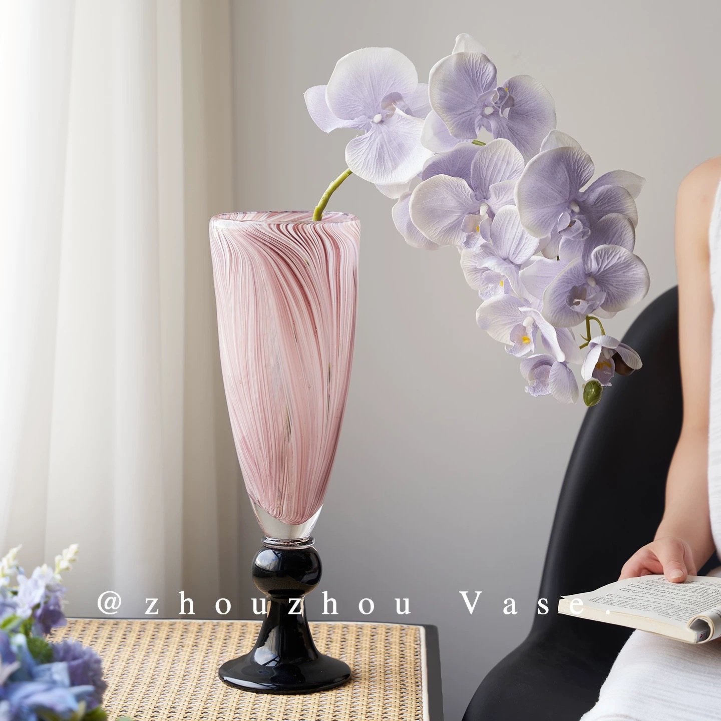 花瓶法式复古高级感水养鲜花百合蝴蝶兰仿真槐蕊花插花餐桌摆件大详情图3