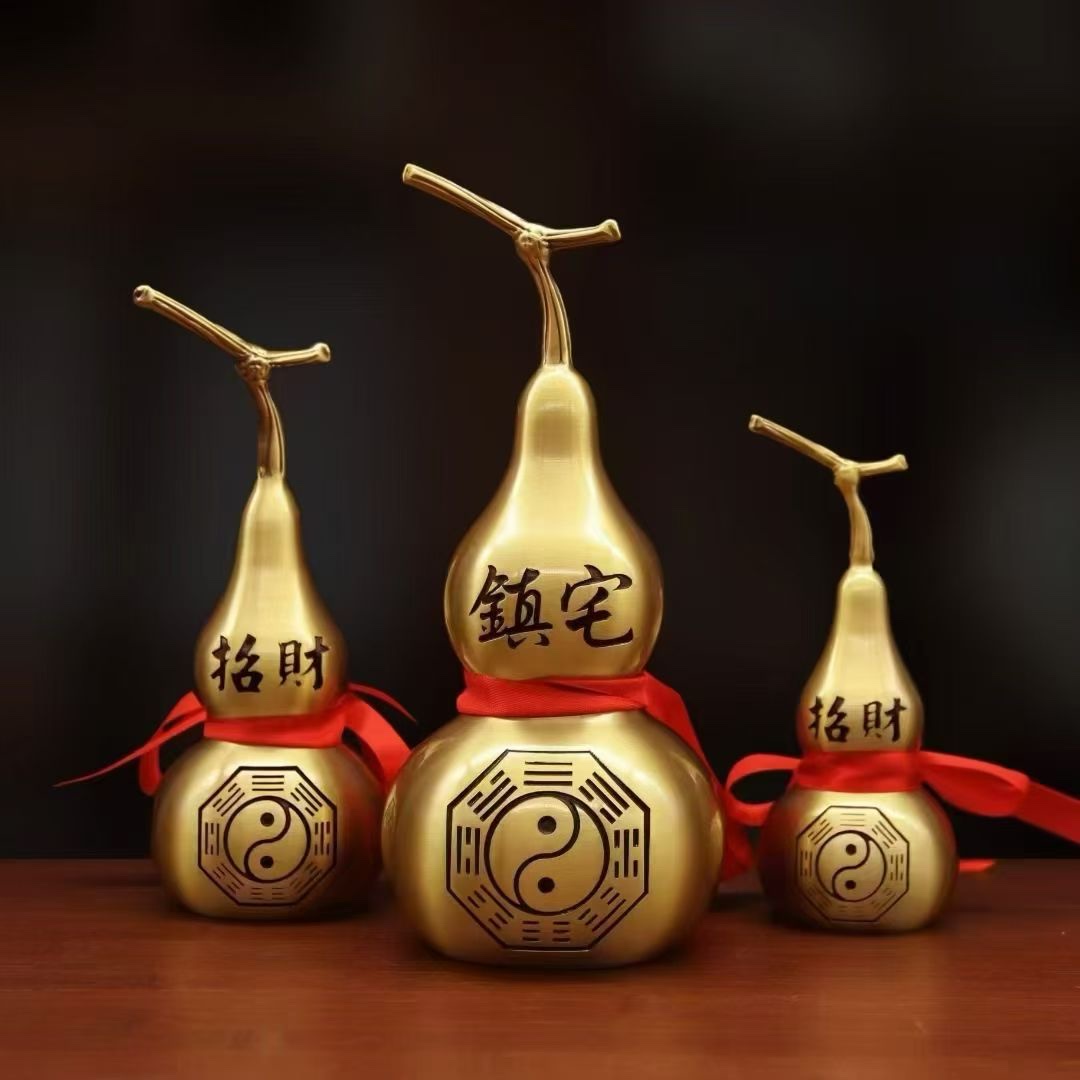 2025铜摆件工艺品纯铜铜制品铜葫芦可开口摆件水晶球水晶手缝水晶水晶球晶洞产品图