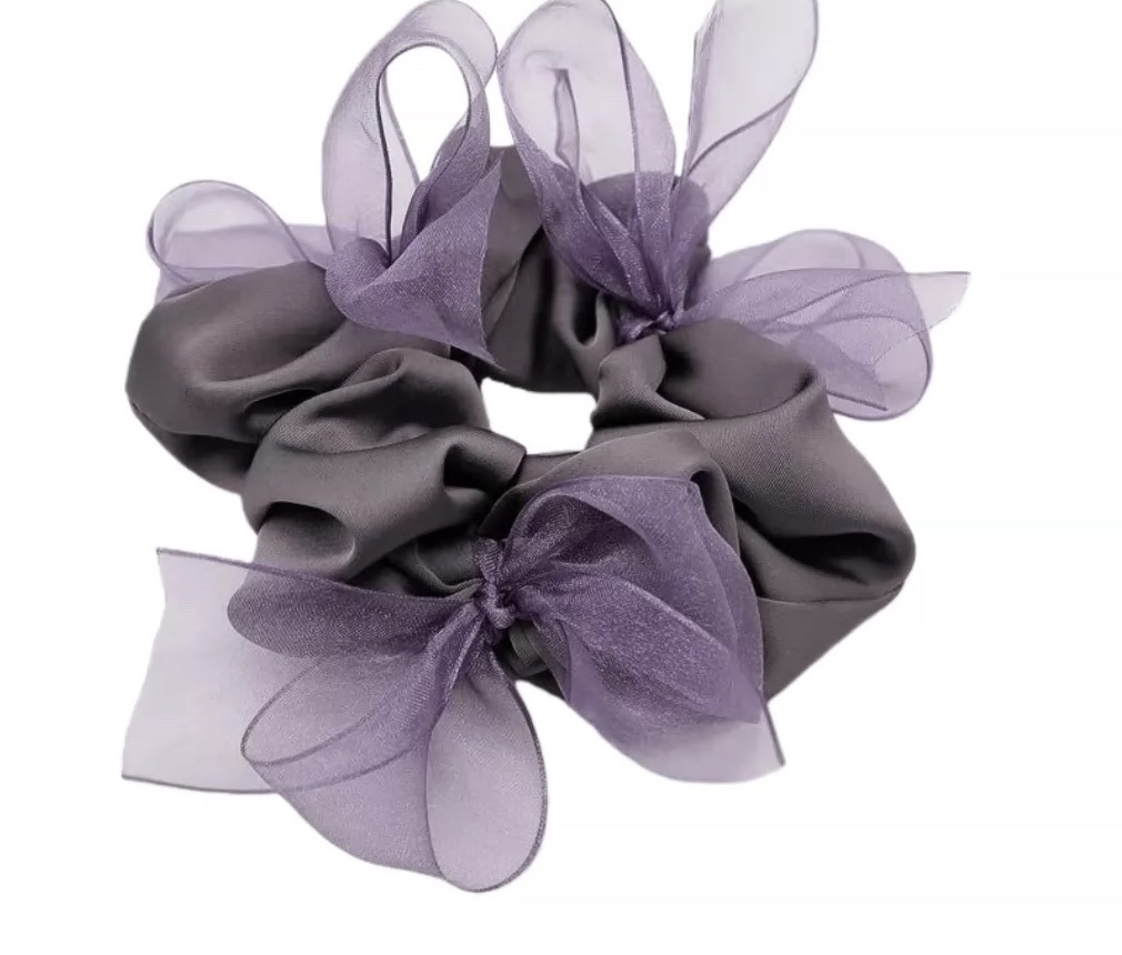 Hepburn style large intestine hair tie polka dot bow satin 2025 new high-end and sophisticated hair tie headwear clip Specification image