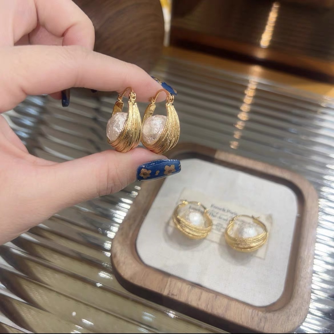 棉花珠珠耳包饰品