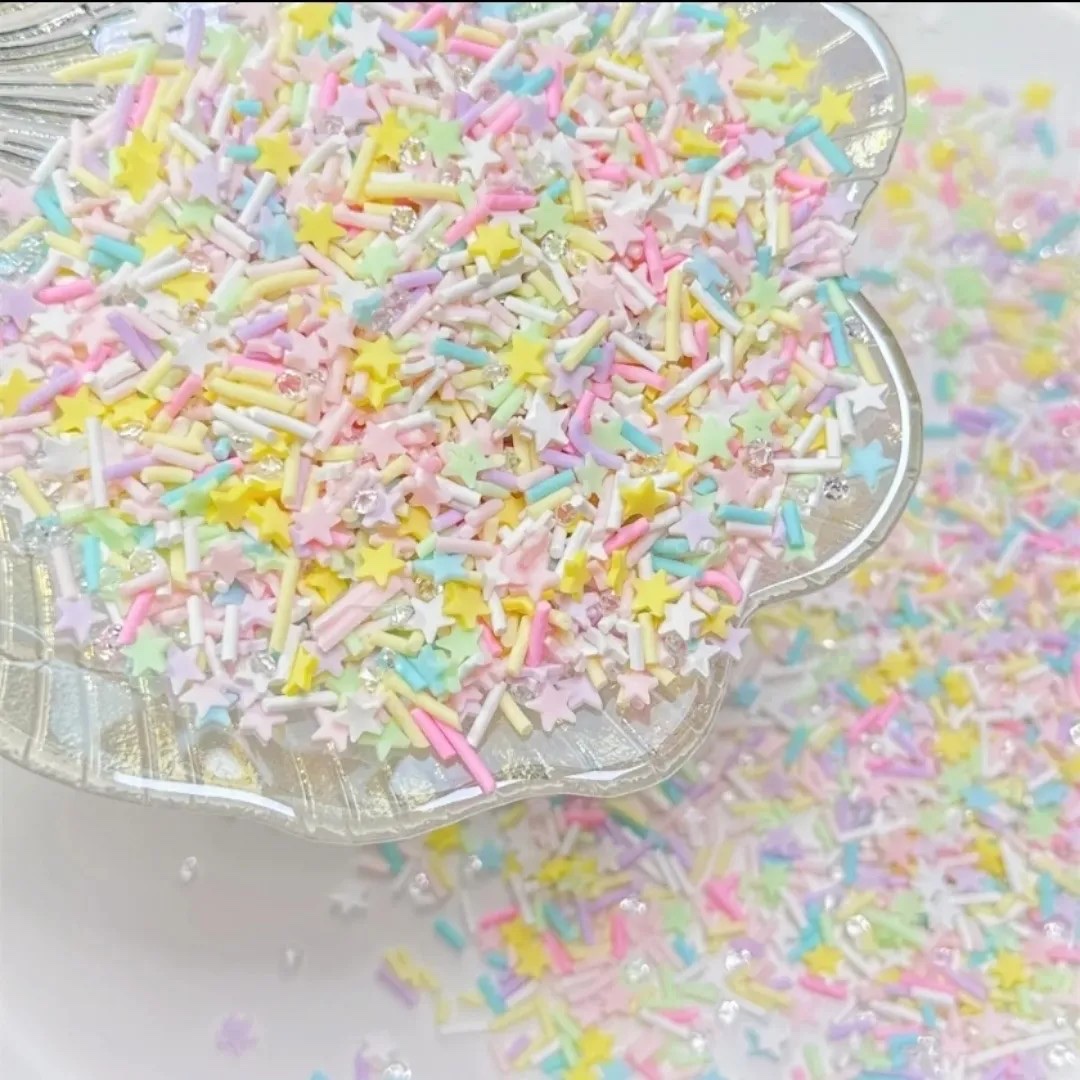 马卡龙色星星软陶切片DIY指甲片仿真奶油手机壳材料美甲片史莱姆填物超超11111产品图