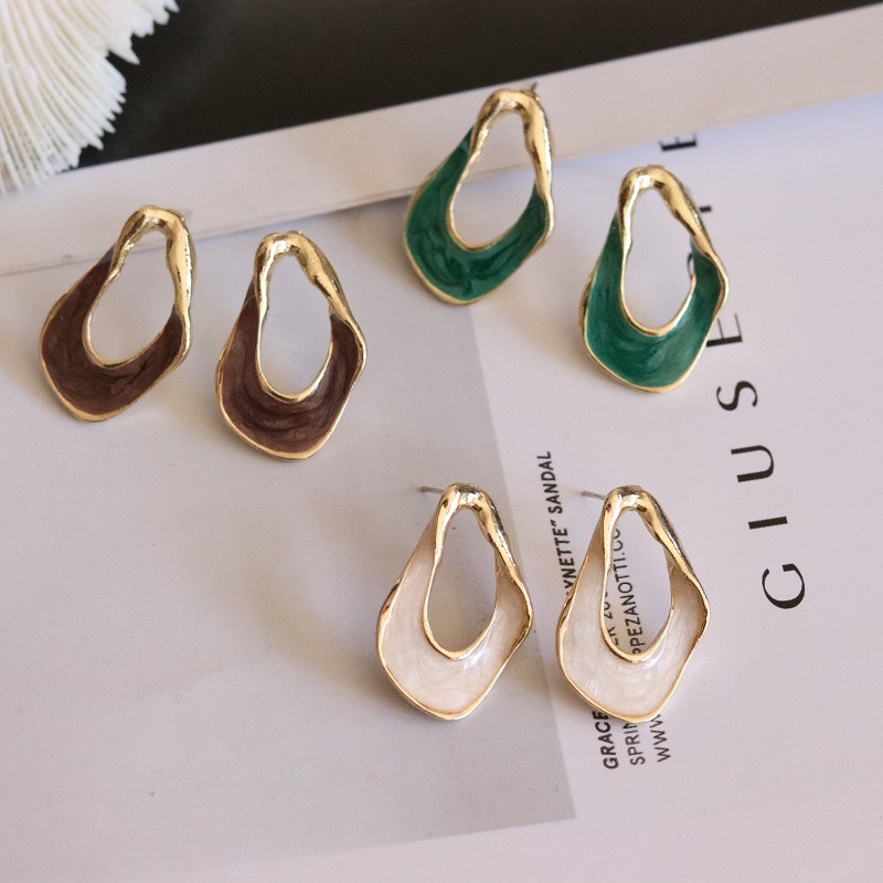 复古不规则滴油耳圈耳环2022年新款潮气质轻奢耳钉女 饰品