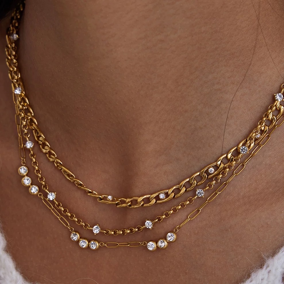 Zircon titanium steel necklace accessory, women's collarbone chain, stainless steel jewelry, light luxury neckpiece, cross-border bestseller