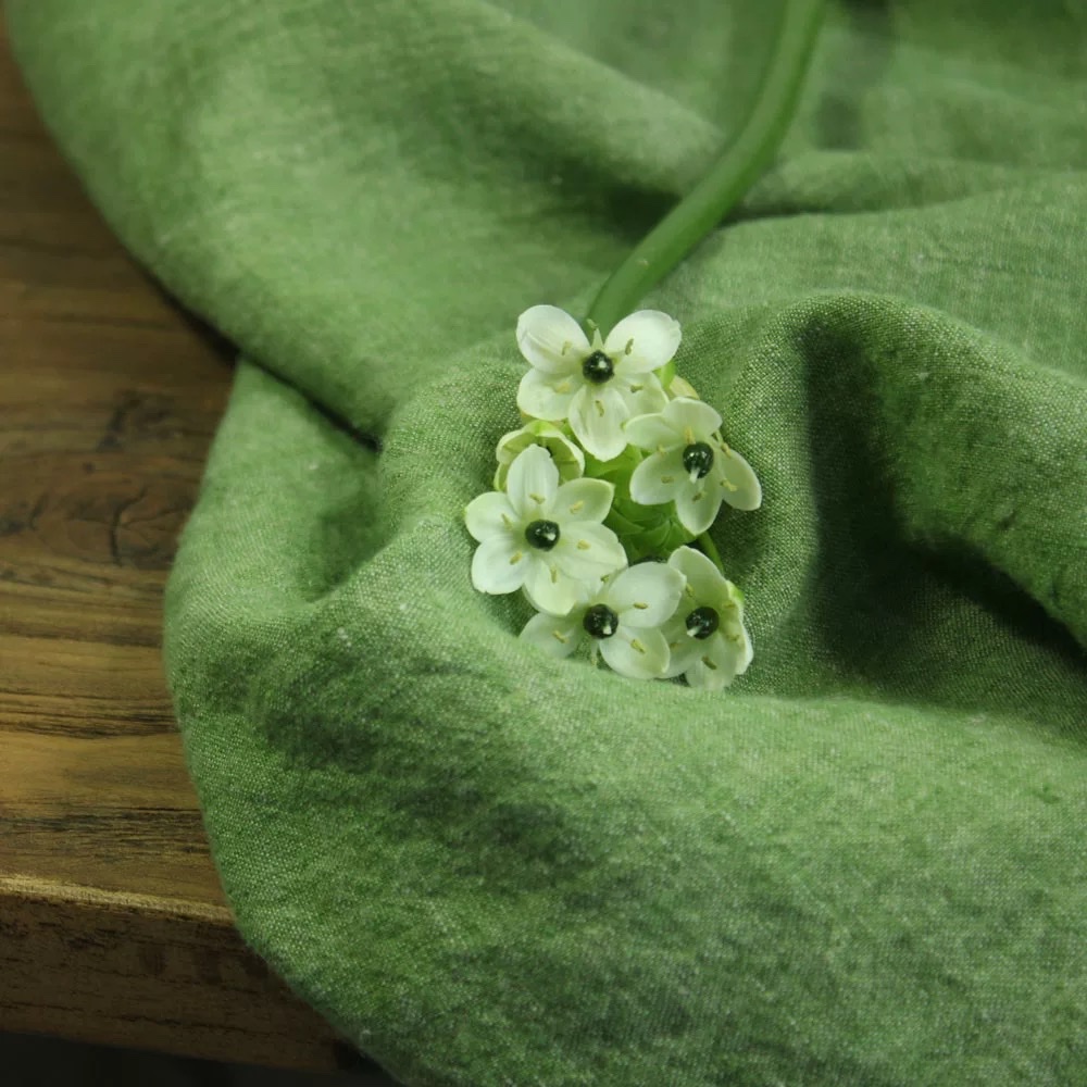 Original designer's hand-washed dyed linen fabric with fine warp and coarse weft, super drape skirt and robe clothing fabric