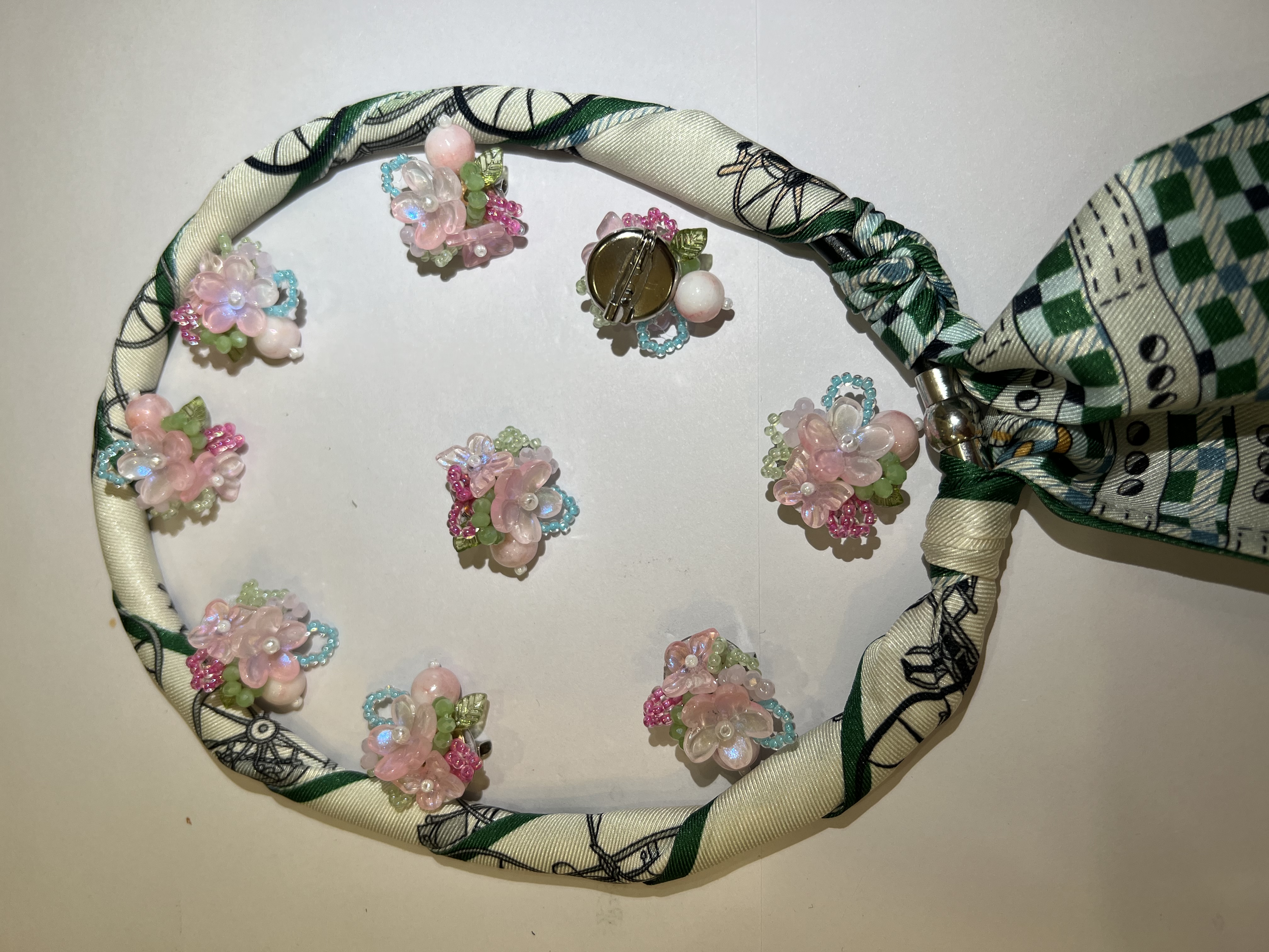 Transfronterizo de comercio electrónico de moda broche, campanilla, flor de col, flor de perlas, flor de jade blanco multicolor, flor de uva, DlY zapatos con sombrero vestido detail image 7