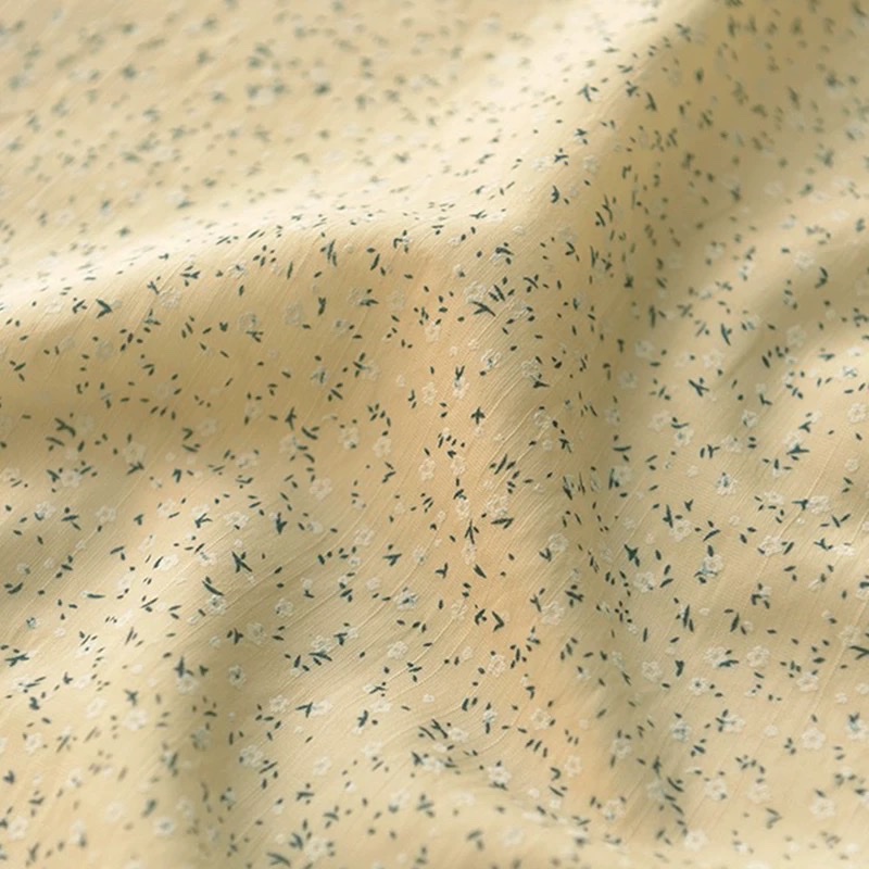 Four-color small flower bamboo joint dark-patterned fiber silk cotton fabric lolita clothing dress, top, shirt and children's clothes fabric details Picture