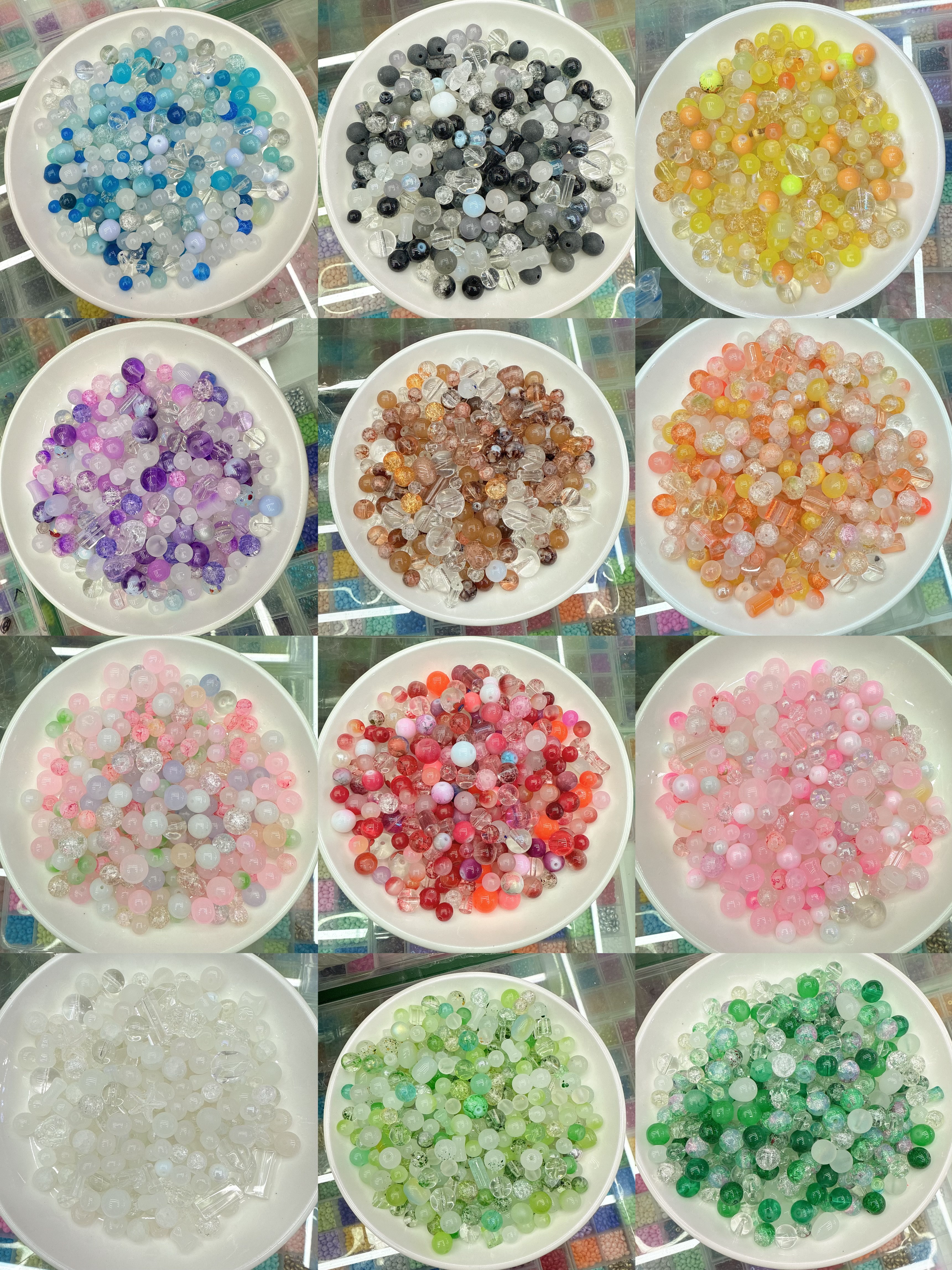 diy串珠必备，各种尺寸按照色系不定时调整，有十二个色系#diy串珠混色系#绝美串珠材料树脂配件树脂配件