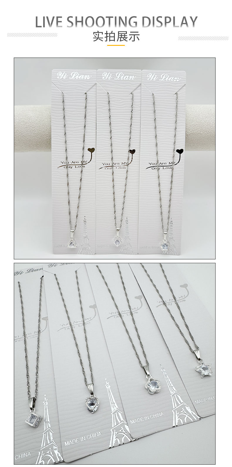 A new minimalist and fashionable zircon pendant necklace with a light luxury, niche and high-end feel, featuring a couple's collarbone chain jewelry. detail image 5