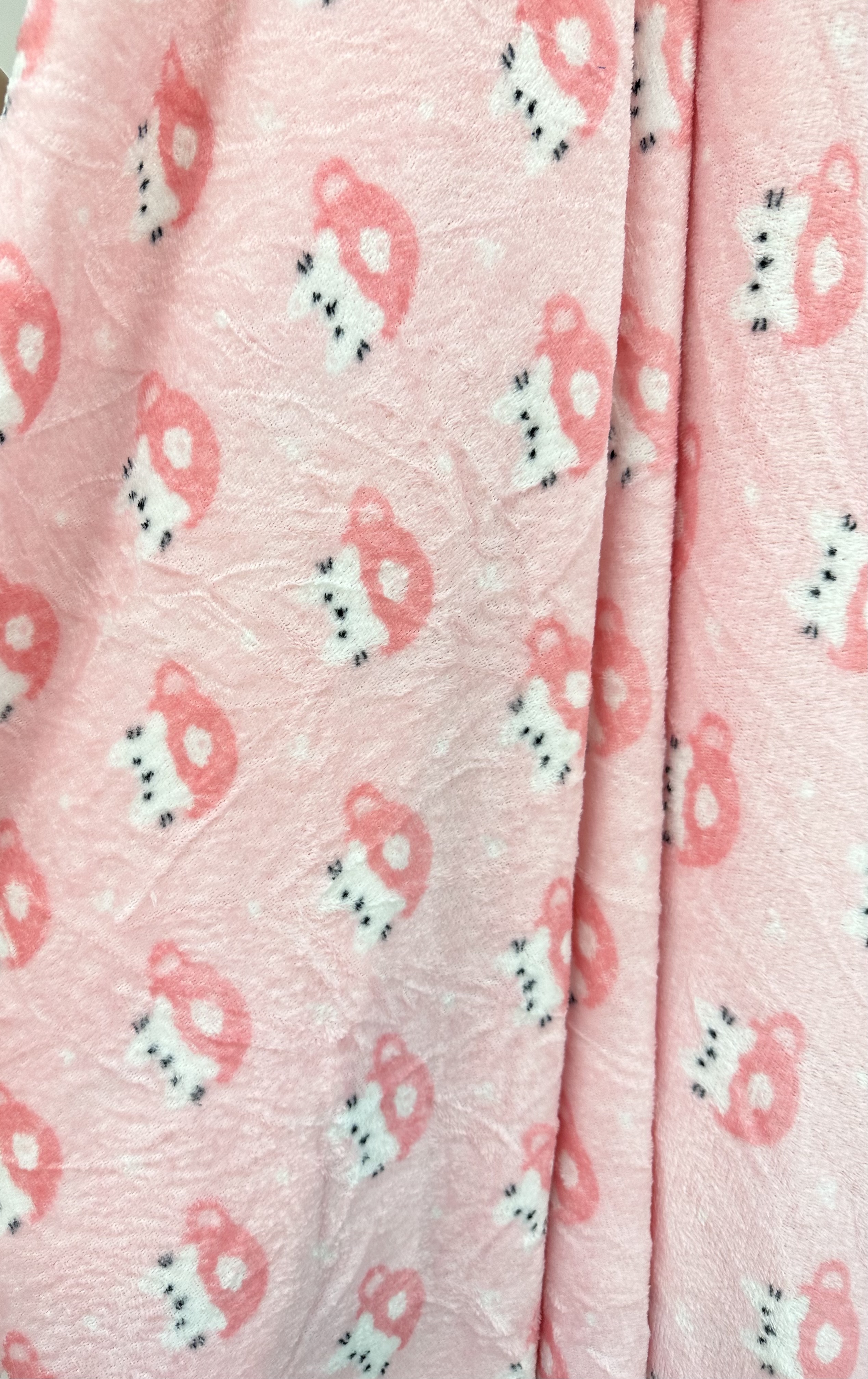 Coral fleece cat tea cup print · Cartoon print fabric, warm home wear set, blanket, plush toy fabric wholesale, plush detail image 1