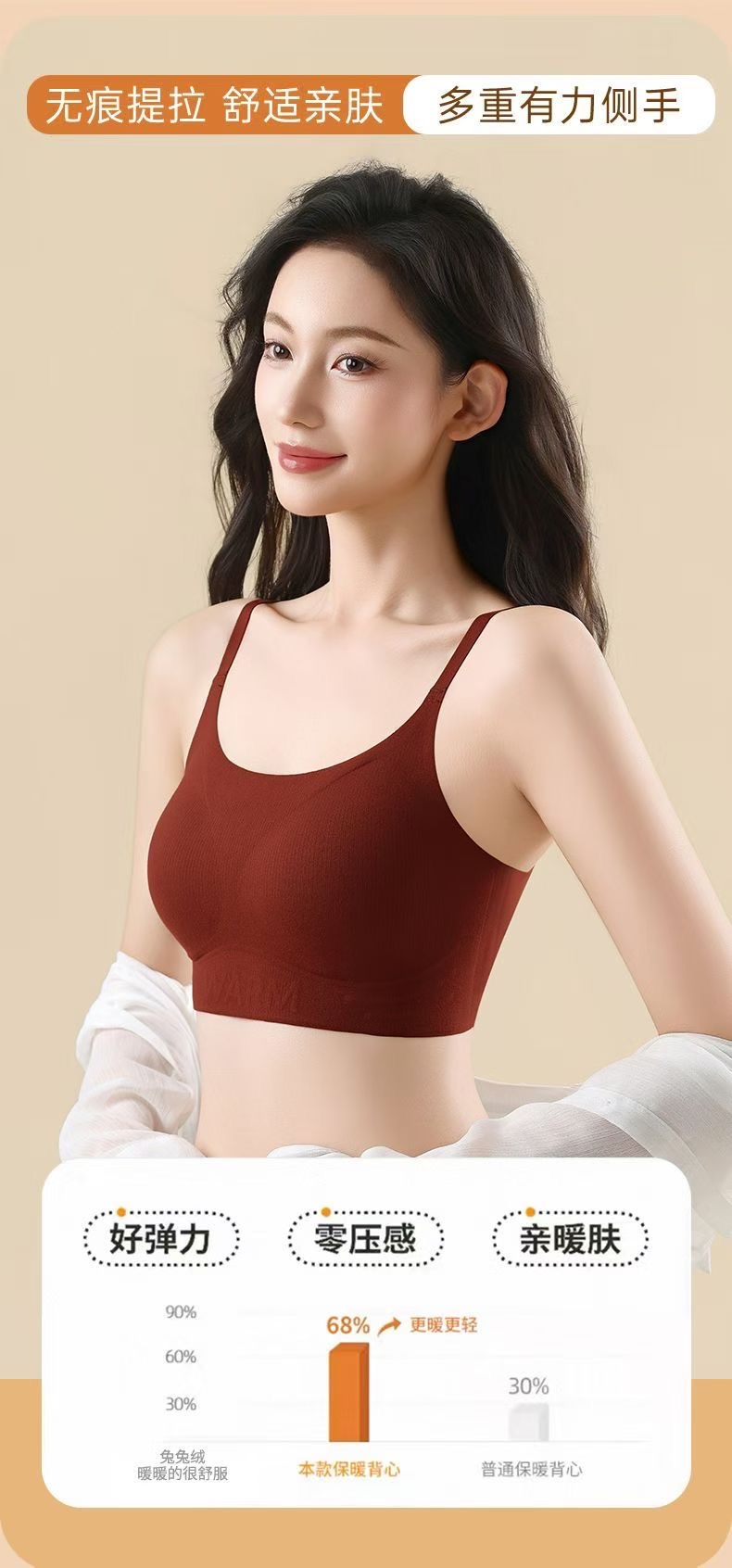 秋冬保暖内衣新品保暖吊带内衣文胸吊带二合一F27保暖舒适好看F28加大码一件代发详情图2