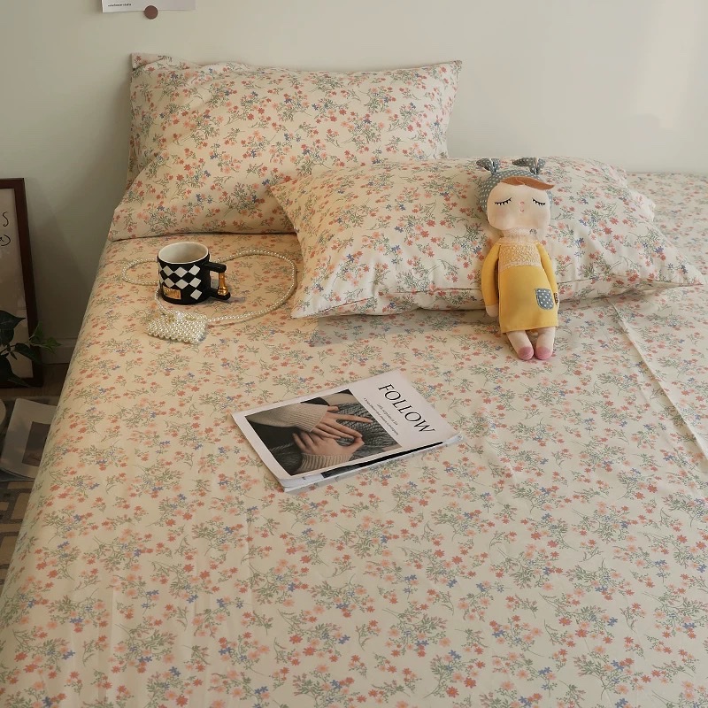 ins Korean style fresh and simple floral pure cotton bed sheet, single piece 100, all-cotton quilt, single person quilt cover, bed cap, bedding Application Scenario