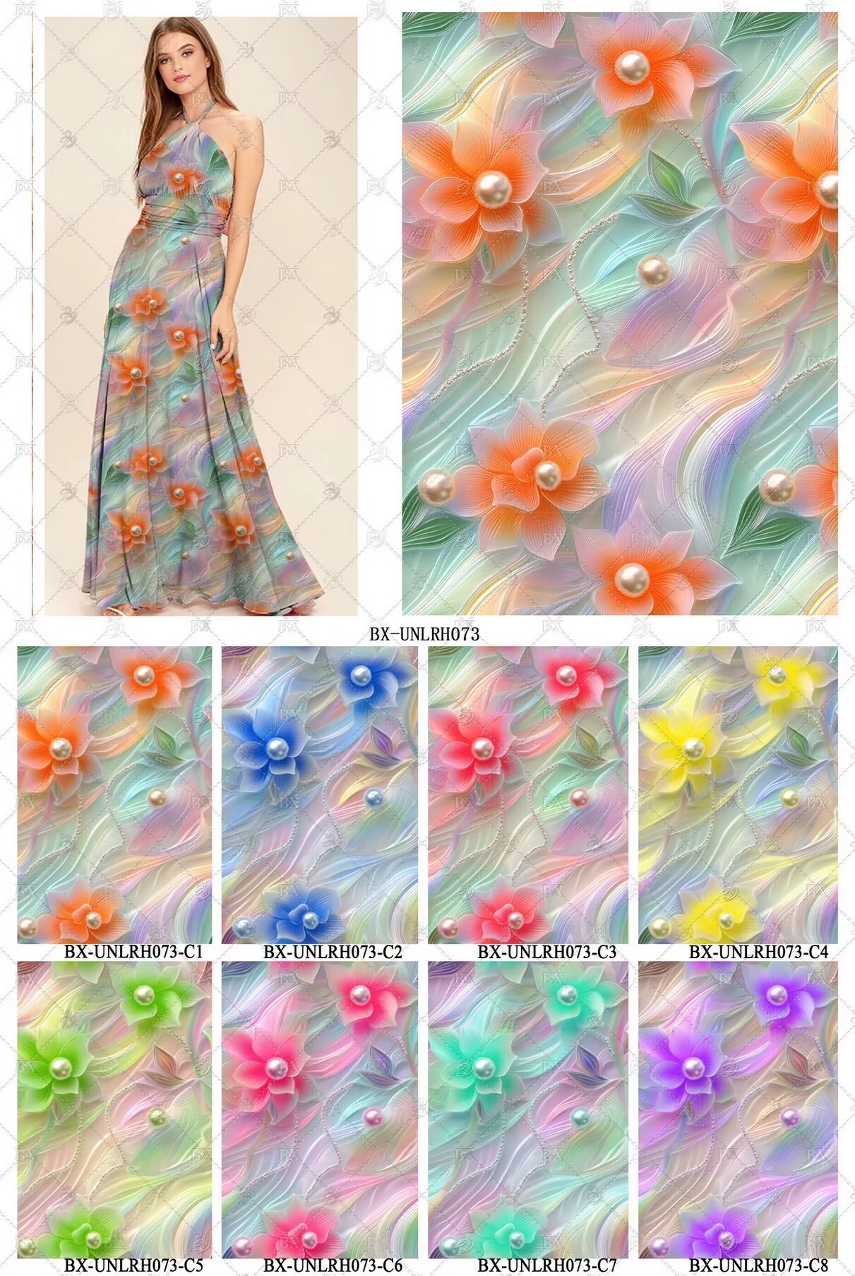 新品5D高清印花布 上万花型可选 支持服装家纺礼品面料定制 花5