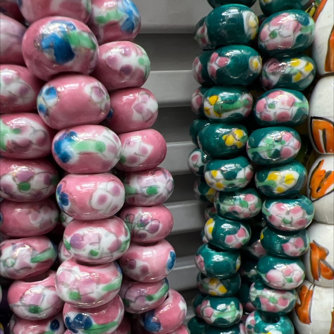 厂家直销陶瓷手绘工艺手工diy彩绘陶瓷珠