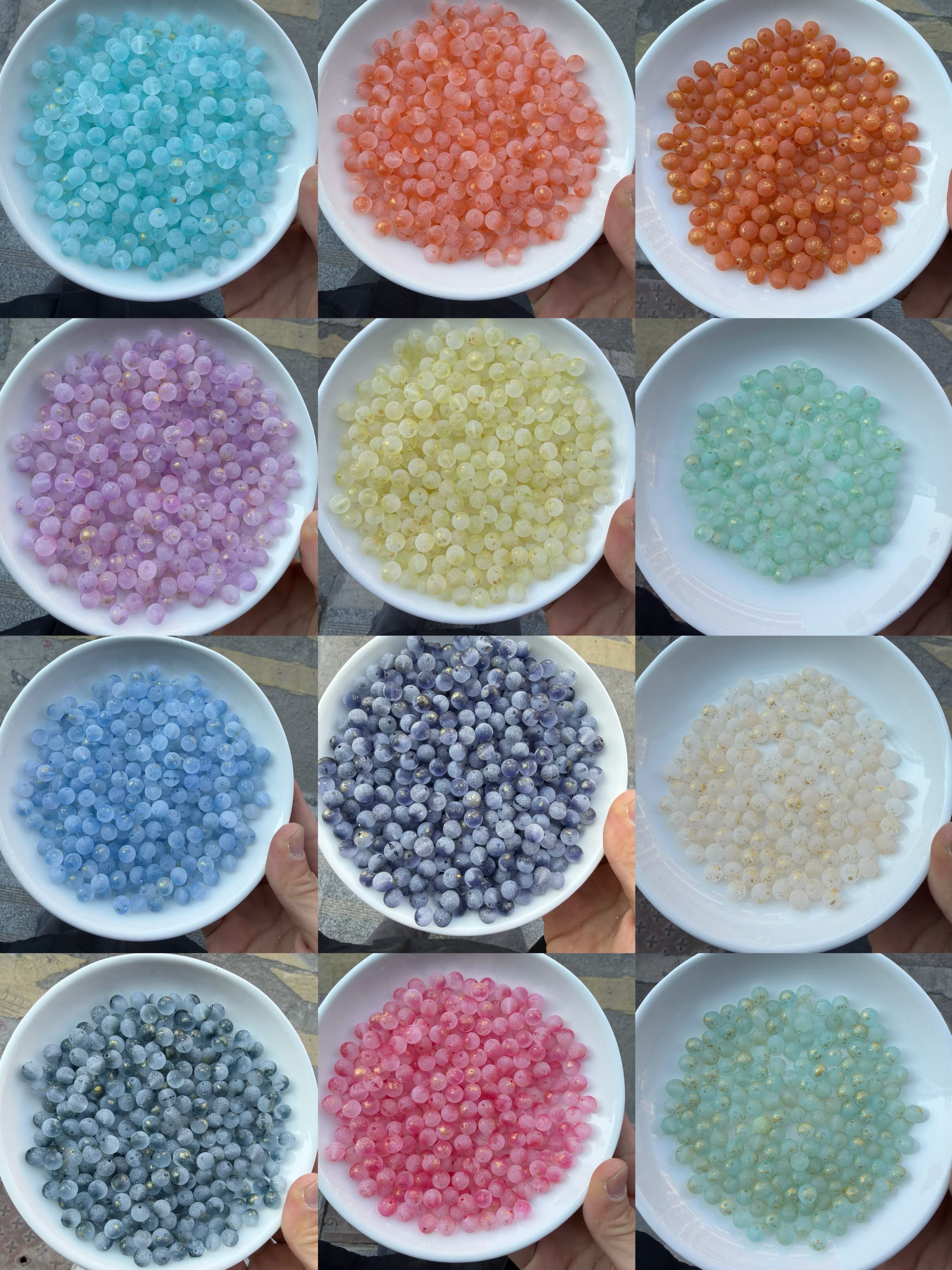 磨砂珠、砂糖珠、火山石 8mm 19个色