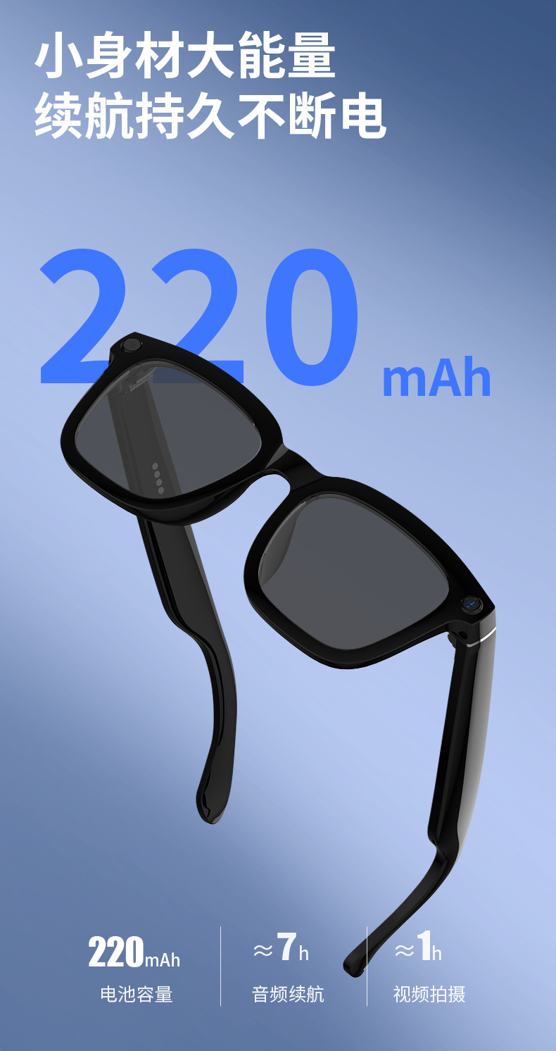 Bluetooth AI glasses, ear-hanging wireless walkie-talkie headphones, universal audio equipment for sports, compatible with multi-functional AI glasses details Picture