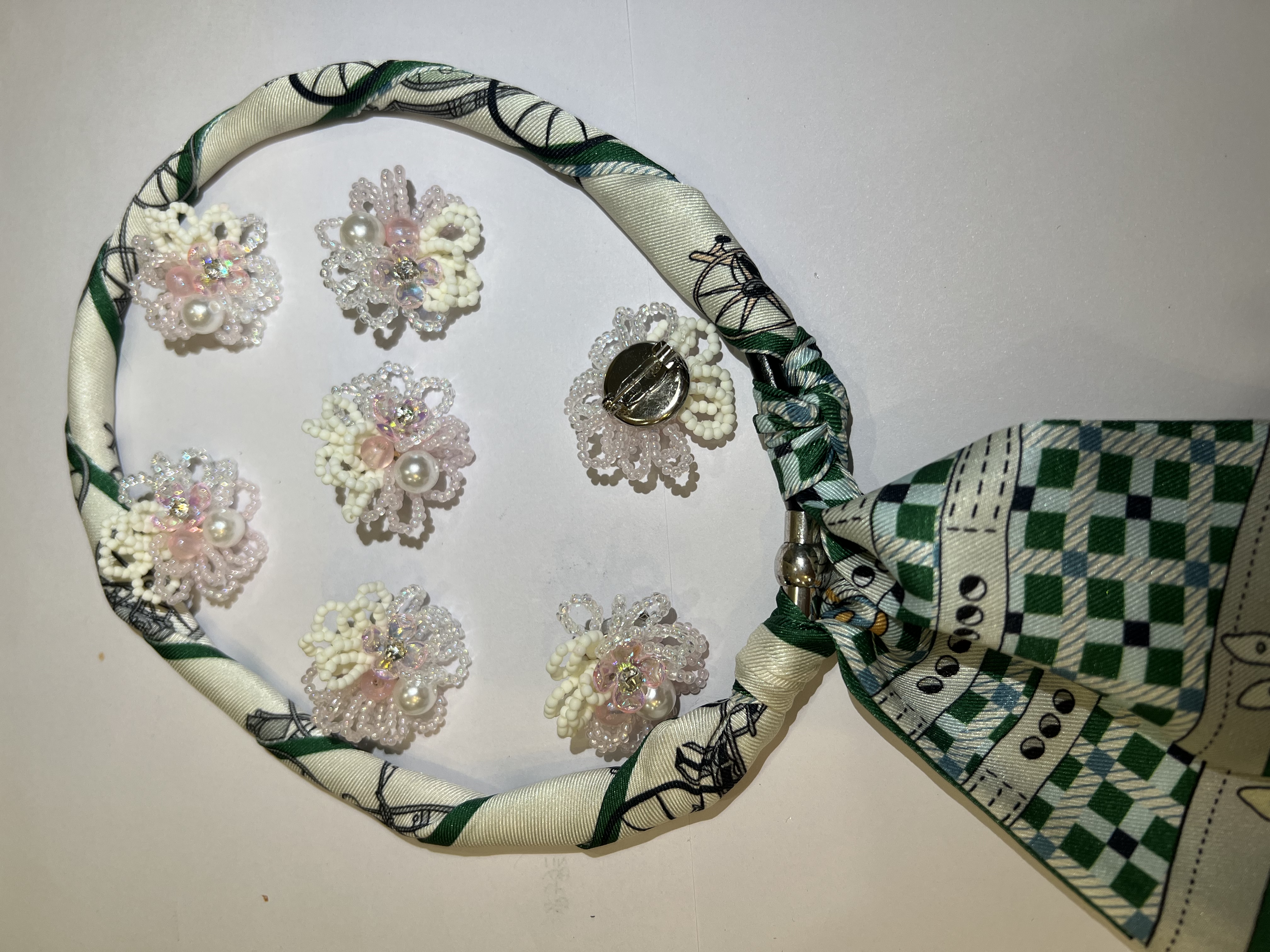 Transfronterizo de comercio electrónico de moda broche, campanilla, flor de col, flor de perlas, flor de jade blanco multicolor, flor de uva, DlY zapatos con sombrero vestido detail image 4