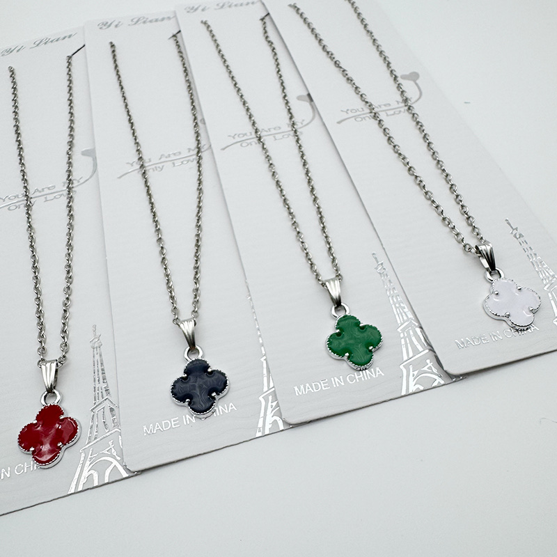 New simple and creative four-leaf clover necklace, light luxury, niche, fresh, sweet and fashionable couple collarbone chain jewelry Specification image