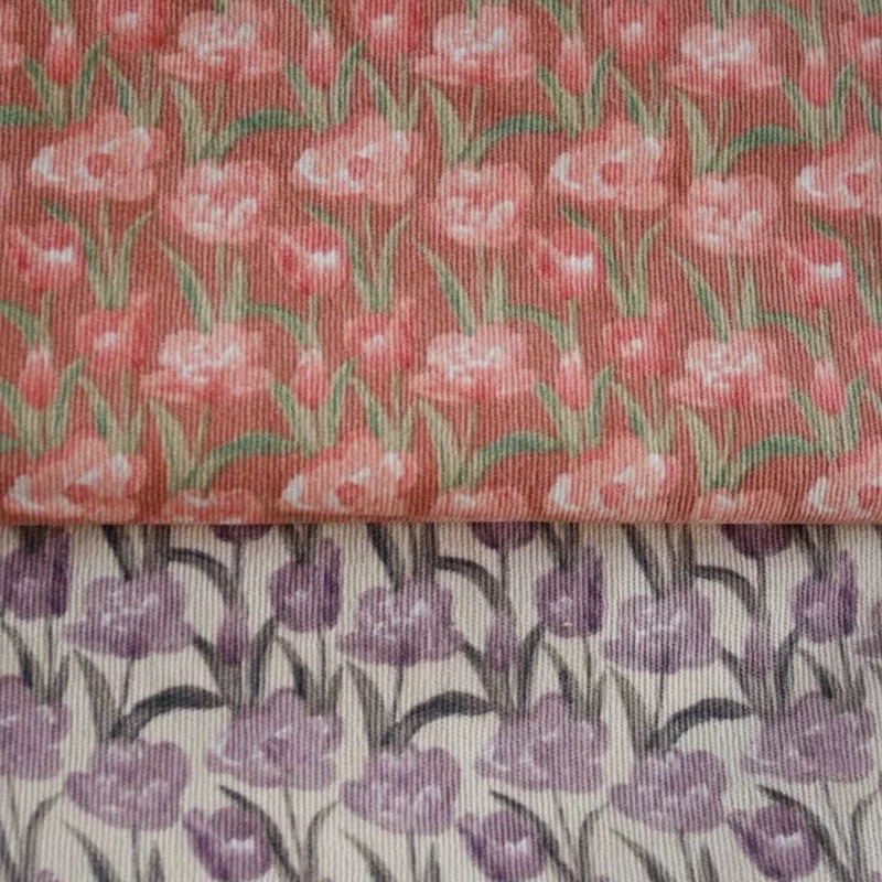 Lanli Fabric Autumn and Winter small floral tulip blend corduroy fabric dress children's clothing fabric Item Picture