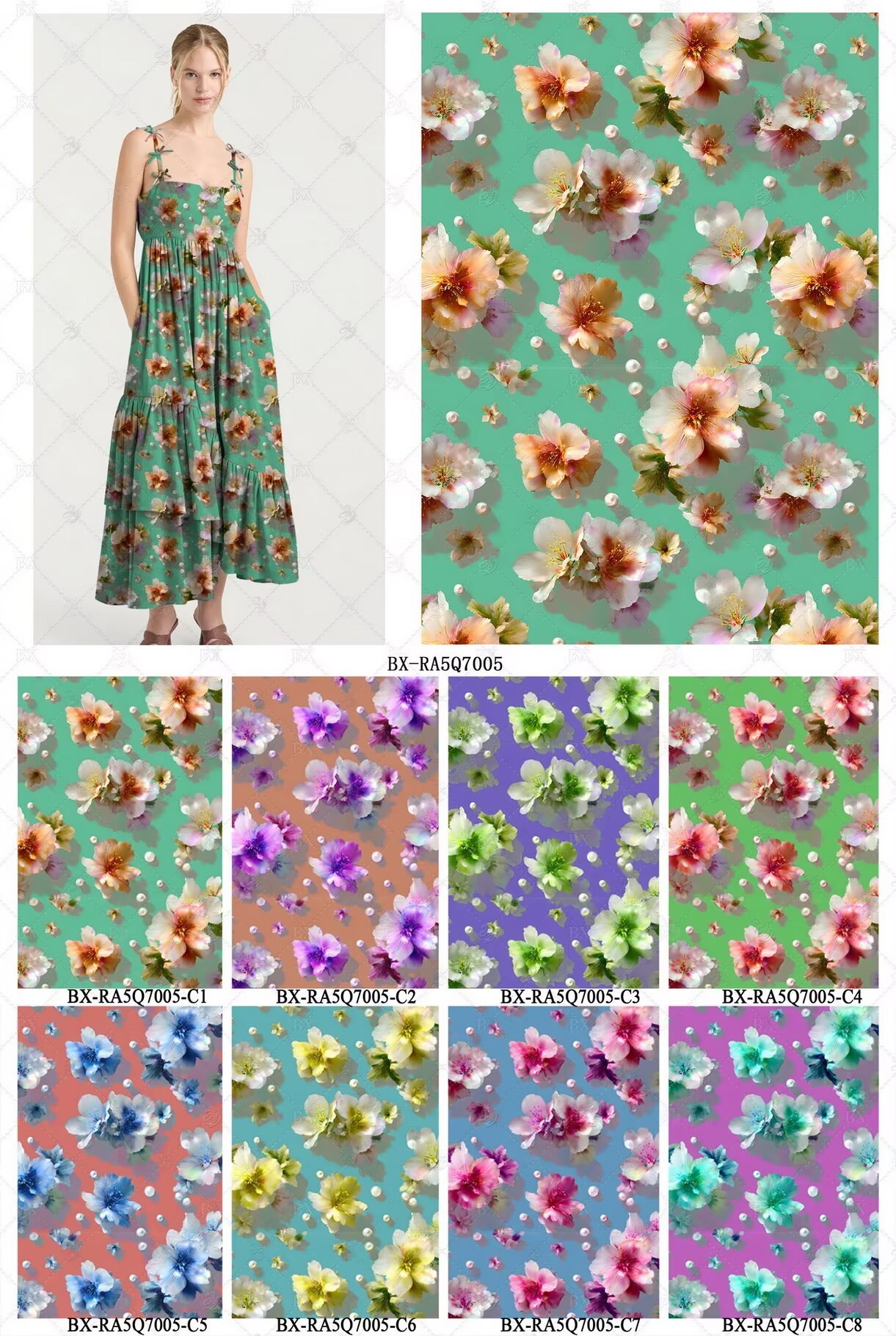 新品5D高清印花布 上万花型可选 支持服装家纺礼品面料定制 花14