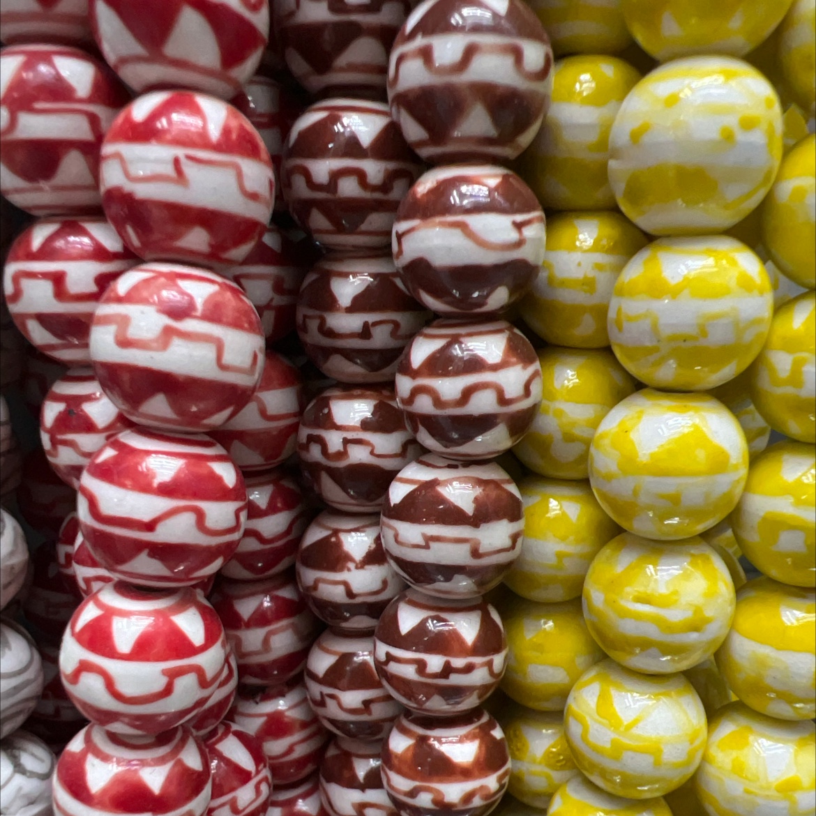 厂家直销陶瓷圆珠异形珠手绘diy手工珠子细节图