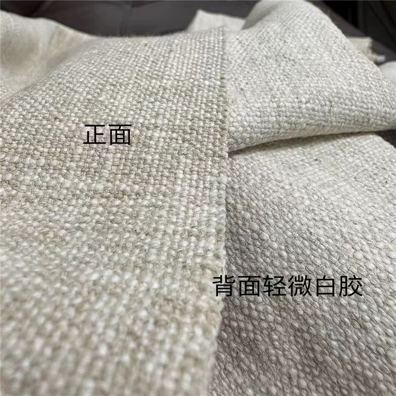 Belgian imported rough and sturdy natural linen with a slight white glue on the back, skin-friendly sofa cover bag fabric Specification image