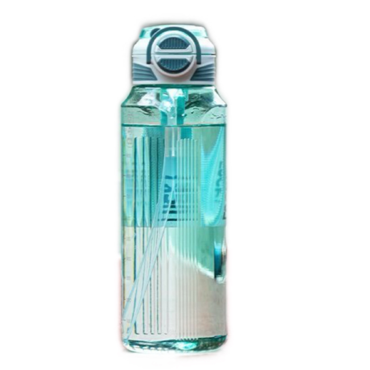 This sports water bottle has a large capacity of 1300ML. Other heat-resistant summer portable water cups for men and women's fitness, with double LIDS, straws, scales and hanging ropes Item Picture