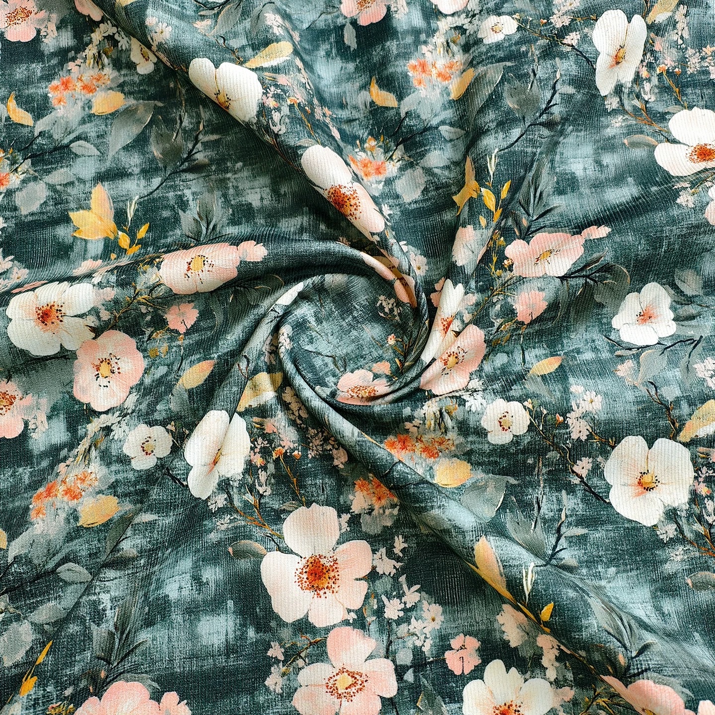 Oil painting Floral Spring and Autumn 21W all-cotton corduroy fabric for diy outerwear, trousers, cotton-padded clothes and cheongsam fabric Specification image