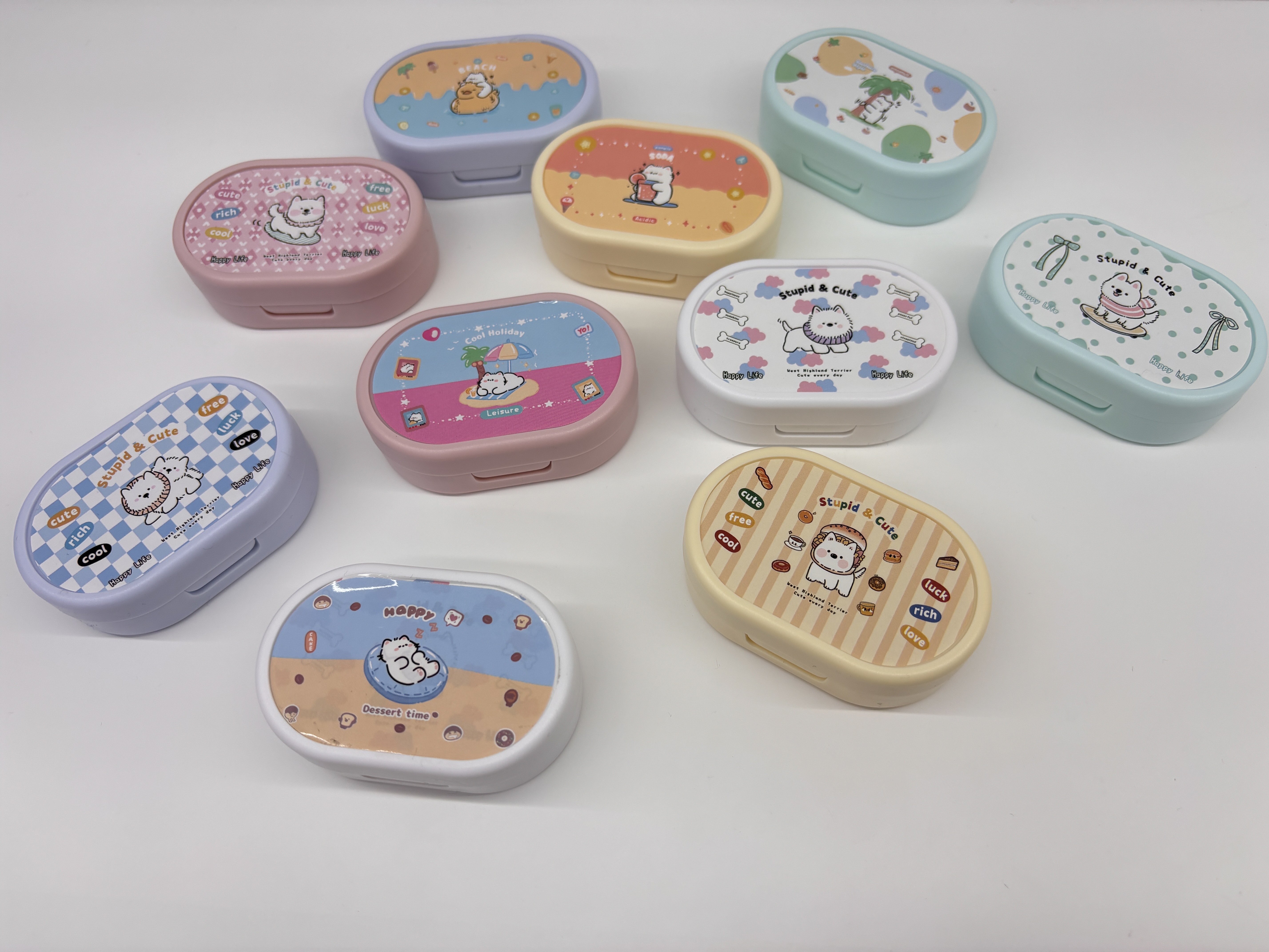 可爱西高地美瞳盒便携式小型带镜子隐形眼镜收纳盒子高颜值护理盒化妆品