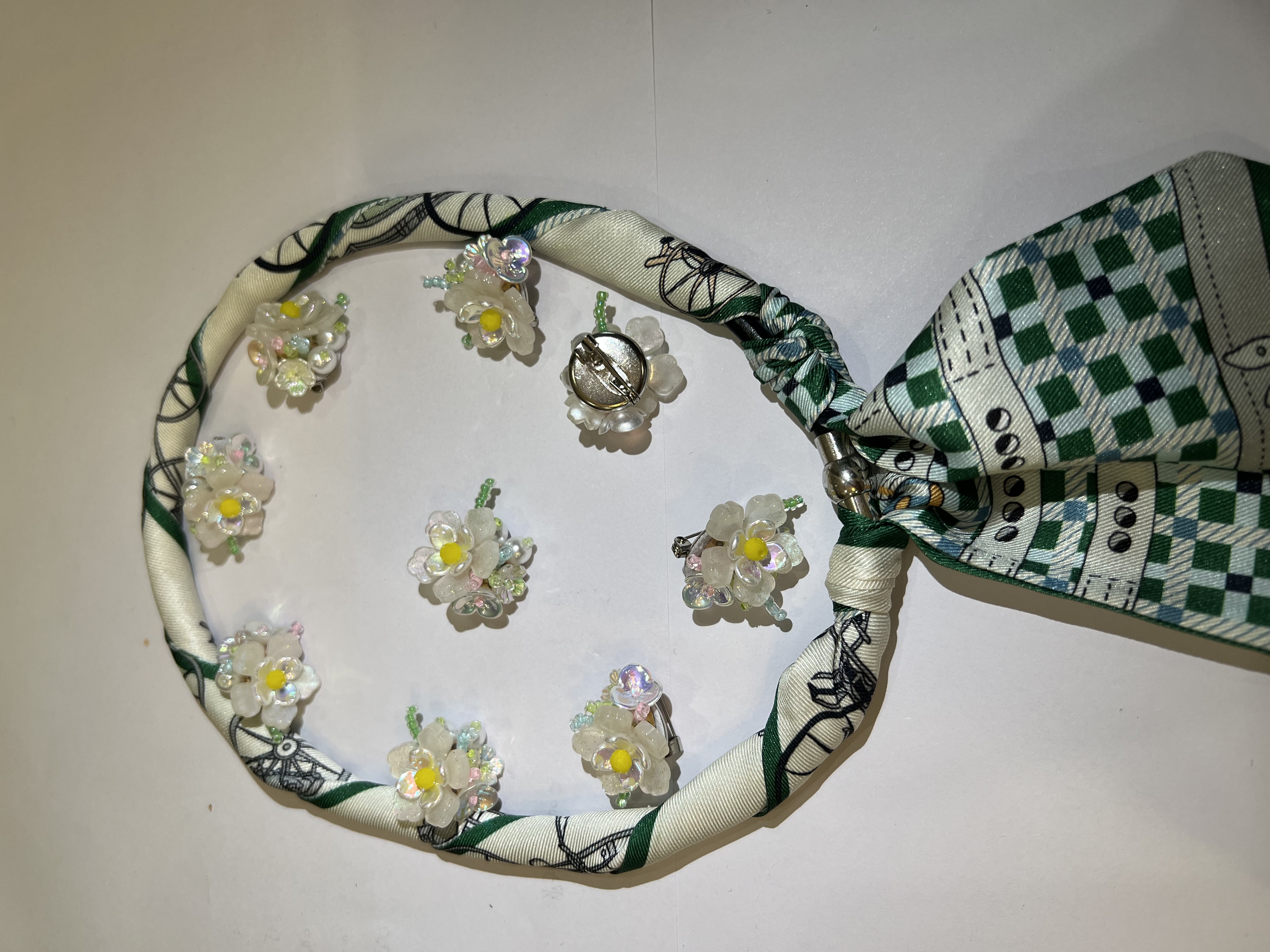 Transfronterizo de comercio electrónico de moda broche, campanilla, flor de col, flor de perlas, flor de jade blanco multicolor, flor de uva, DlY zapatos con sombrero vestido detail image 6