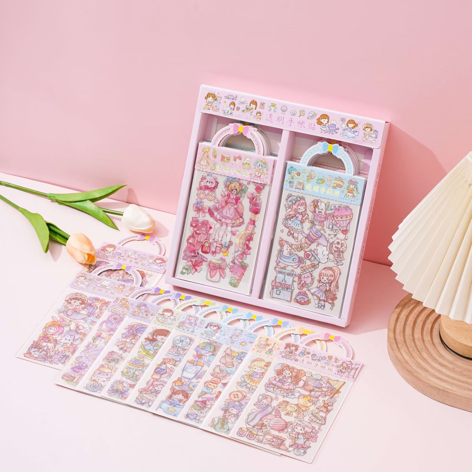 儿童手提式手帐贴纸防水PET小姑娘卡通DIY随意贴画XT-09手帐