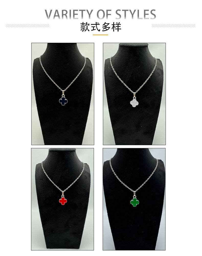 New simple and creative four-leaf clover necklace, light luxury, niche, fresh, sweet and fashionable couple collarbone chain jewelry detail image 3