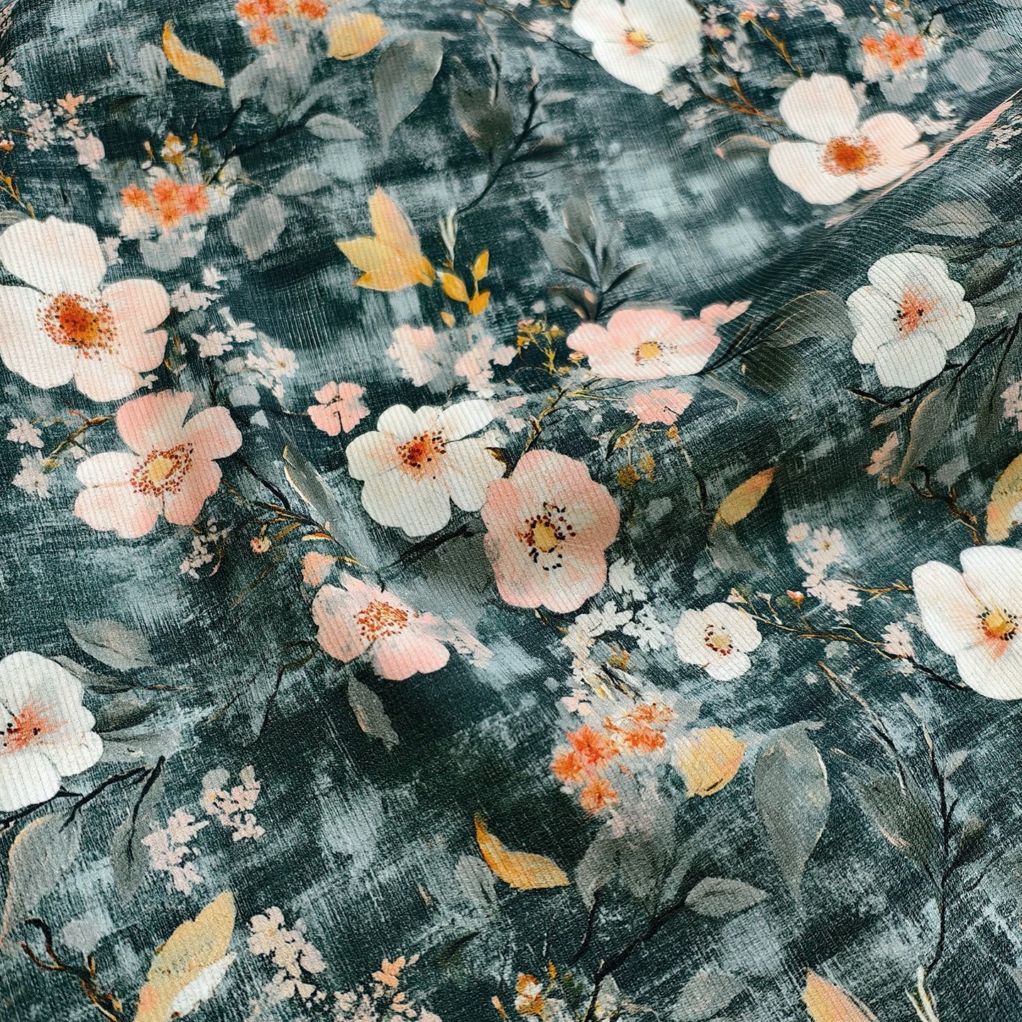 Oil painting Floral Spring and Autumn 21W all-cotton corduroy fabric for diy outerwear, trousers, cotton-padded clothes and cheongsam fabric Application Scenario