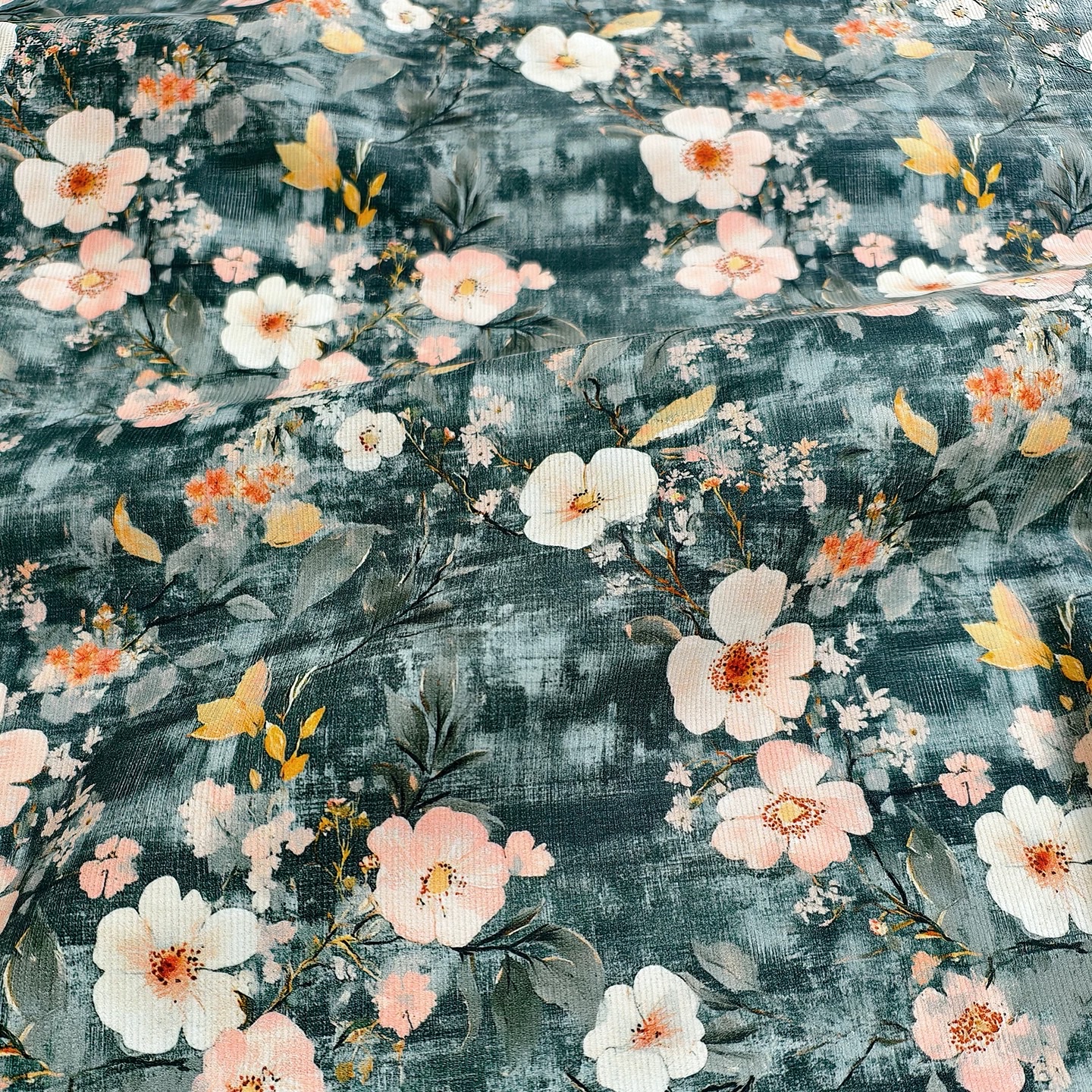 Oil painting Floral Spring and Autumn 21W all-cotton corduroy fabric for diy outerwear, trousers, cotton-padded clothes and cheongsam fabric details Picture