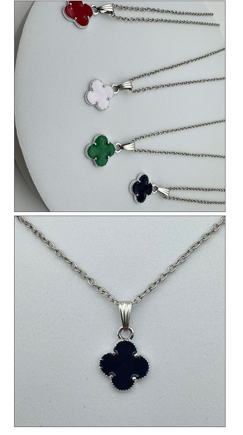 New simple and creative four-leaf clover necklace, light luxury, niche, fresh, sweet and fashionable couple collarbone chain jewelry detail image 7