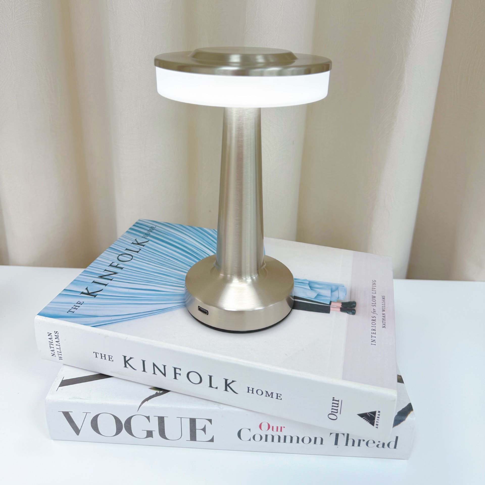 Hot-selling barbell charging touch decorative creative bar light, retro metal three-color adjustable dumbbell table lamp, USB LED night light ornament detail image 6