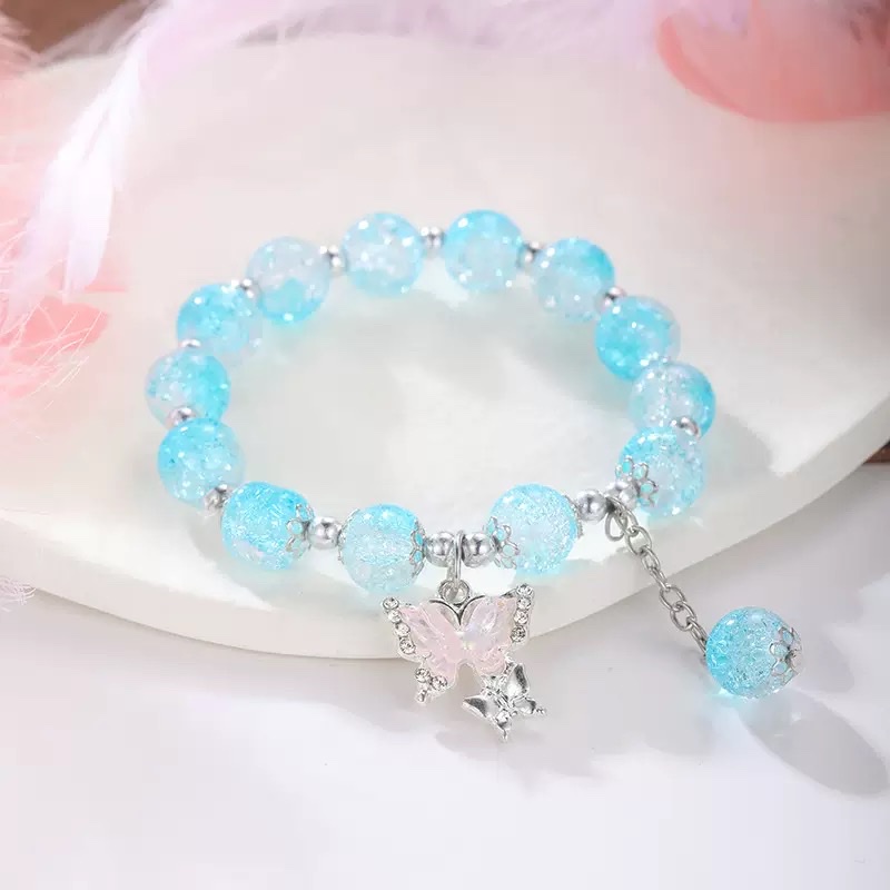 超仙蝴蝶玉碎爆花手串女小众设计ins森系仙女甜美彩色珠串送闺蜜 