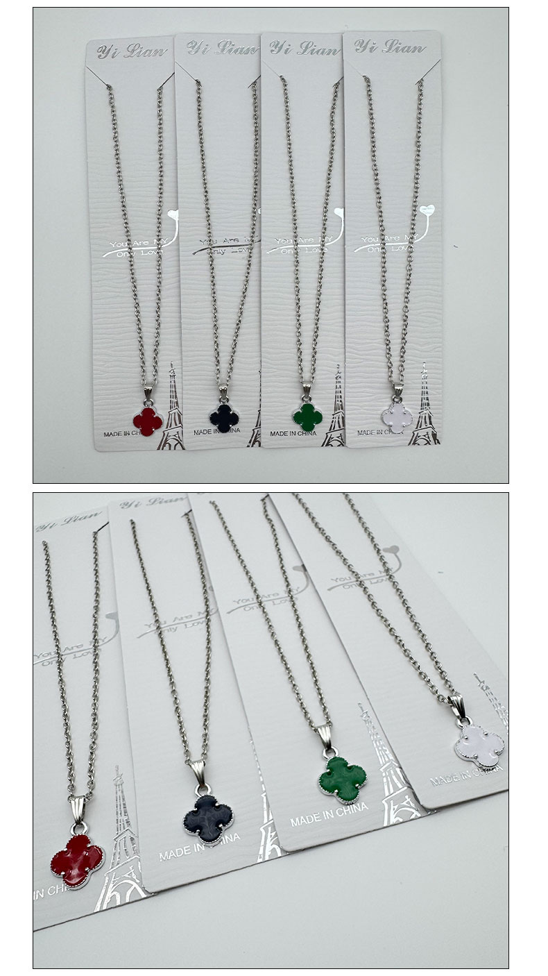 New simple and creative four-leaf clover necklace, light luxury, niche, fresh, sweet and fashionable couple collarbone chain jewelry detail image 6