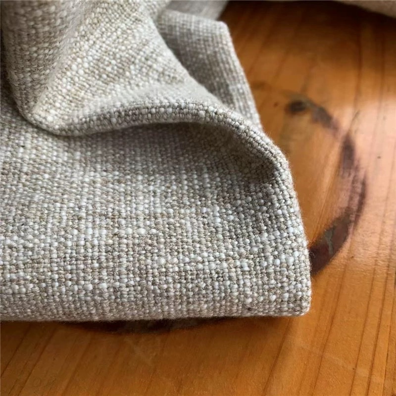 Belgian imported rough and sturdy natural linen with a slight white glue on the back, skin-friendly sofa cover bag fabric Item Picture
