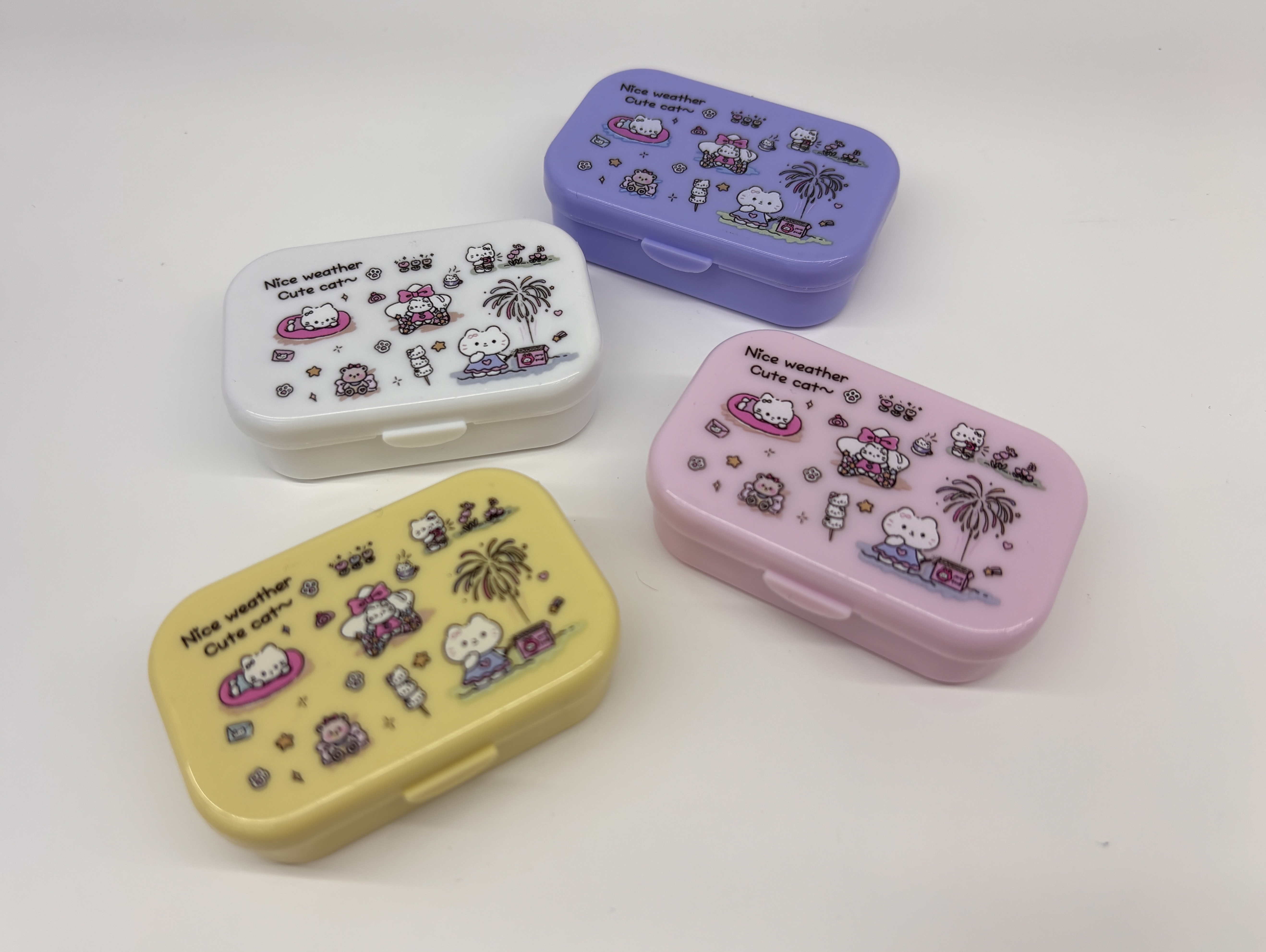 ins隐形眼镜盒简约卡通美瞳盒便携伴侣护理盒少女心双联盒收纳盒化妆品