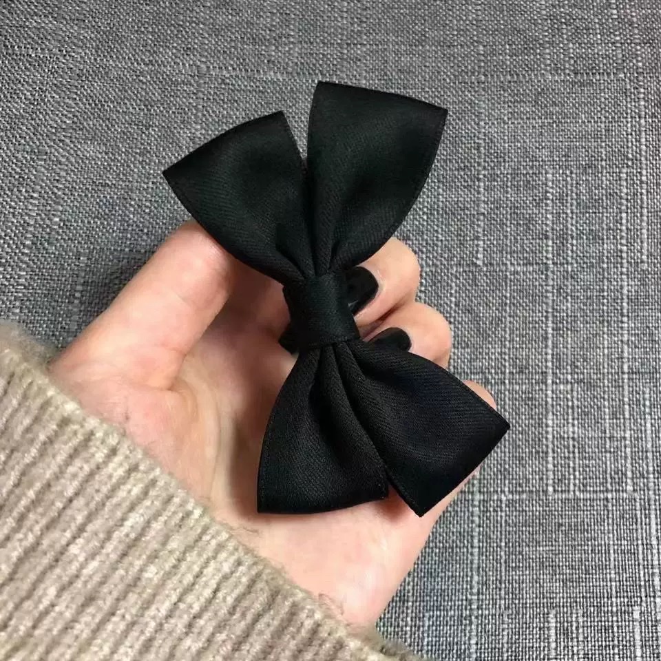 2023新款韩版流行经典黑复古红蝴蝶结侧边发夹手工自制顶夹鸭嘴夹细节图
