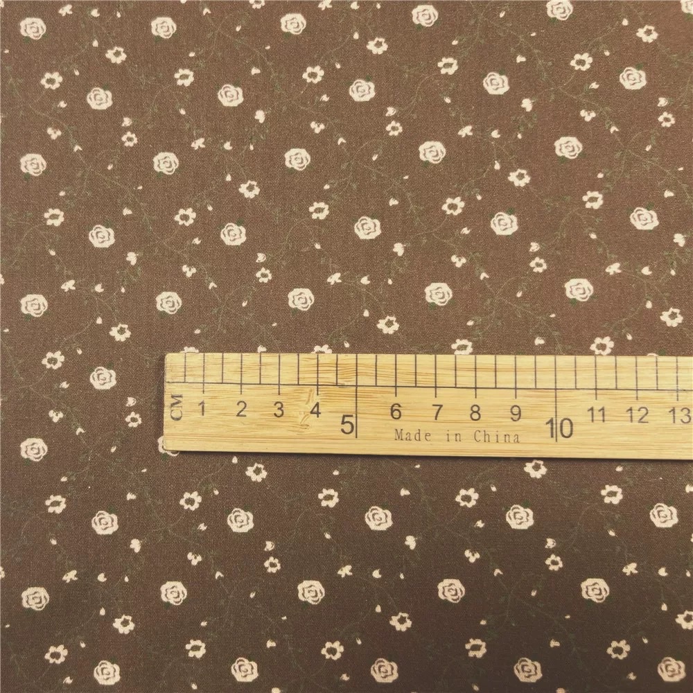 Coffee-colored retro diamond-shaped rose check pure cotton poplin 40-count fabric DIY kids' clothes, hair band skirt dress Item Picture