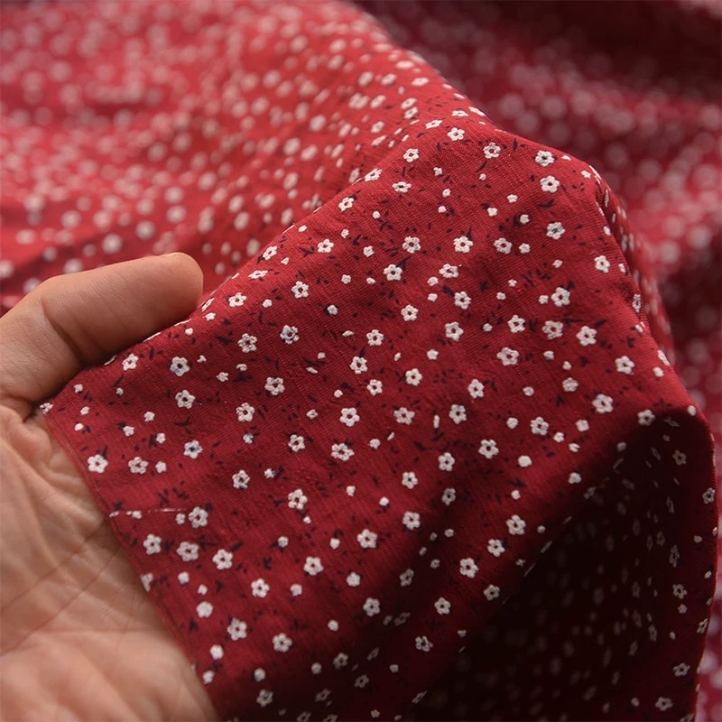 Four-color small flower bamboo joint dark-patterned fiber silk cotton fabric lolita clothing dress, top, shirt and children's clothes fabric Application Scenario