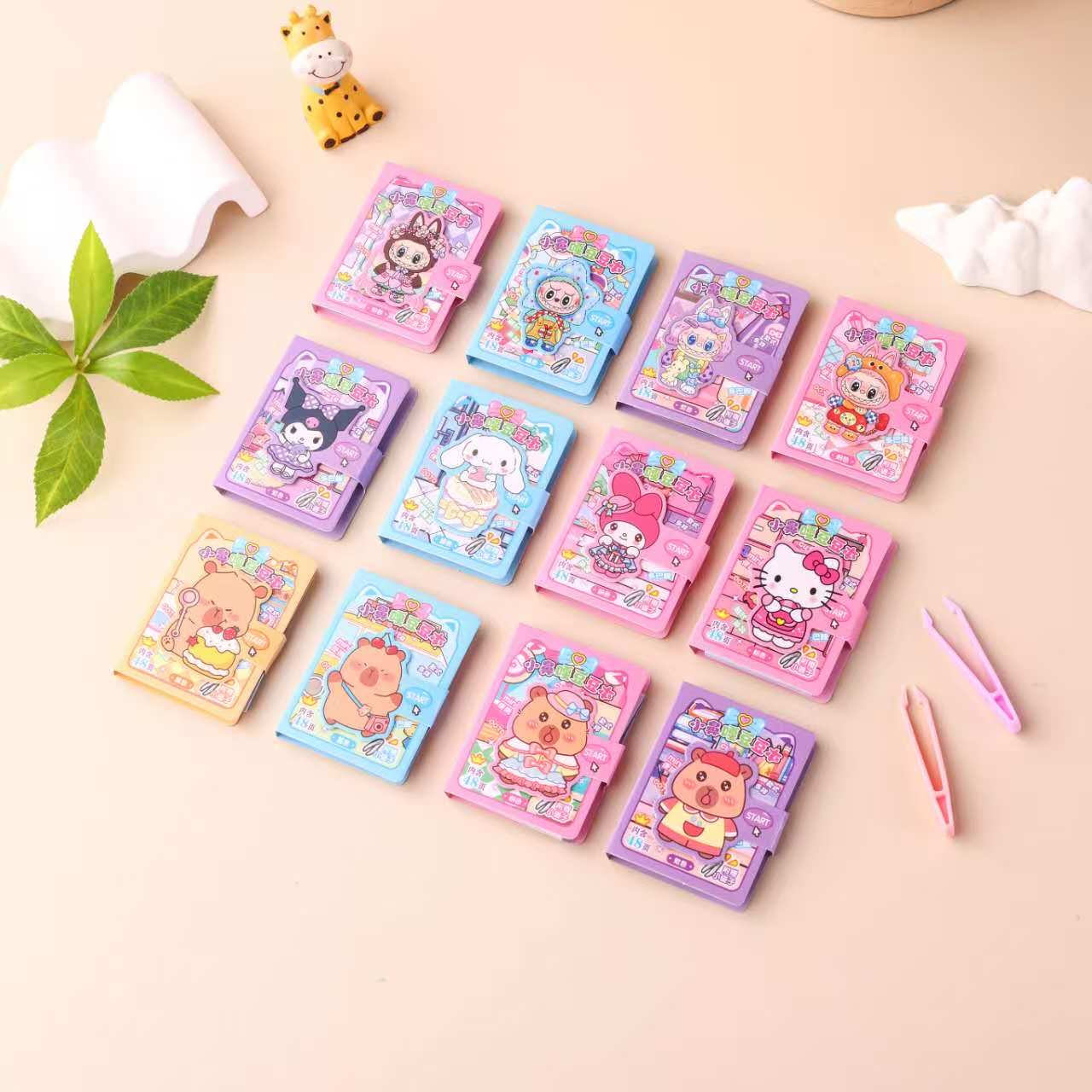 儿童双开涂色换装豆豆本换装公主小鼻嘎贴纸组合益智类DIY手动换装涂色本ZC-TT71造景贴纸