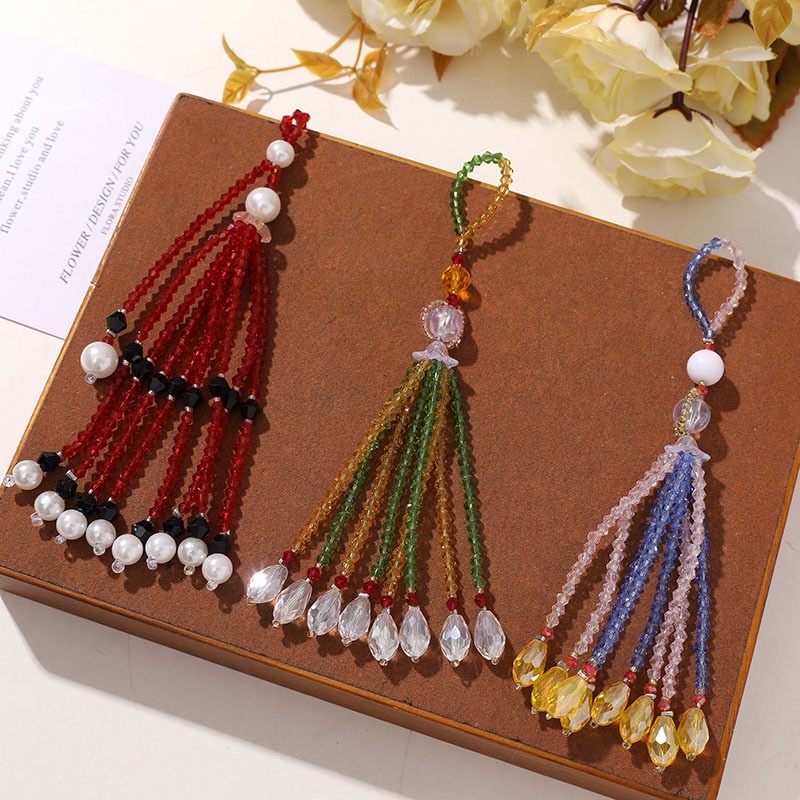 复古气质撞色流苏水晶串珠穗子diy手工箱包手机链钥匙扣挂件配饰