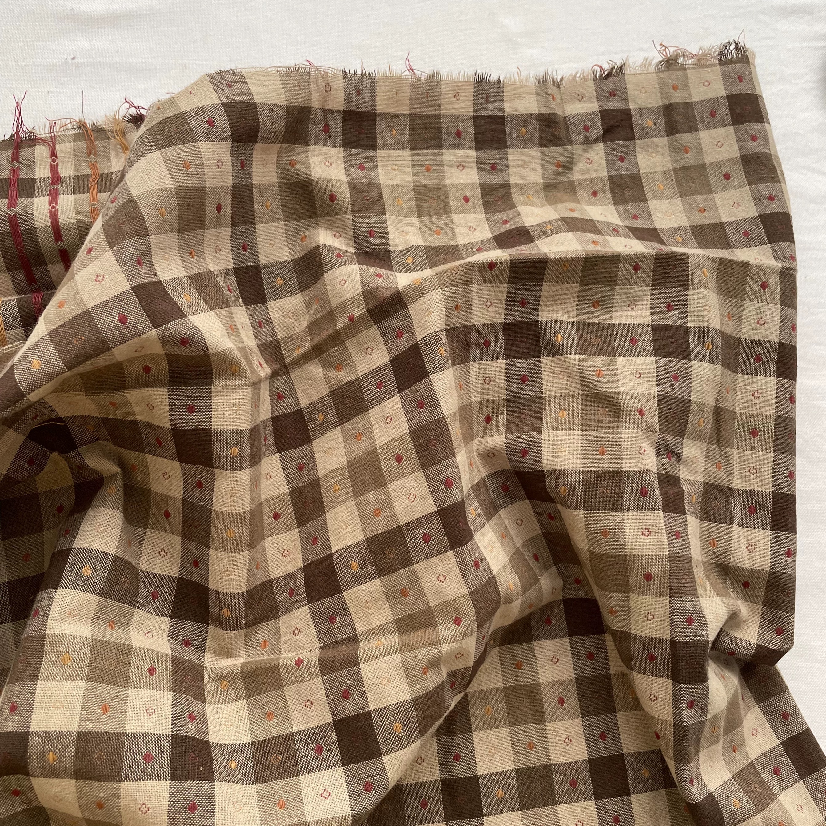 Retro forest-themed colored woven checkered polka dot pure cotton shirt dress fabric diy fabric Specification image