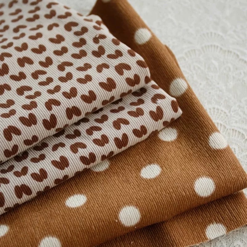 Lanli Fabric Autumn and Winter small floral tulip blend corduroy fabric dress children's clothing fabric Specification image