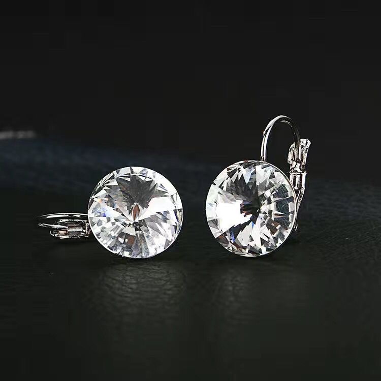 奥地利水晶耳环新款气质时尚耳钉耳扣耳坠简约高档过敏奢华耳饰