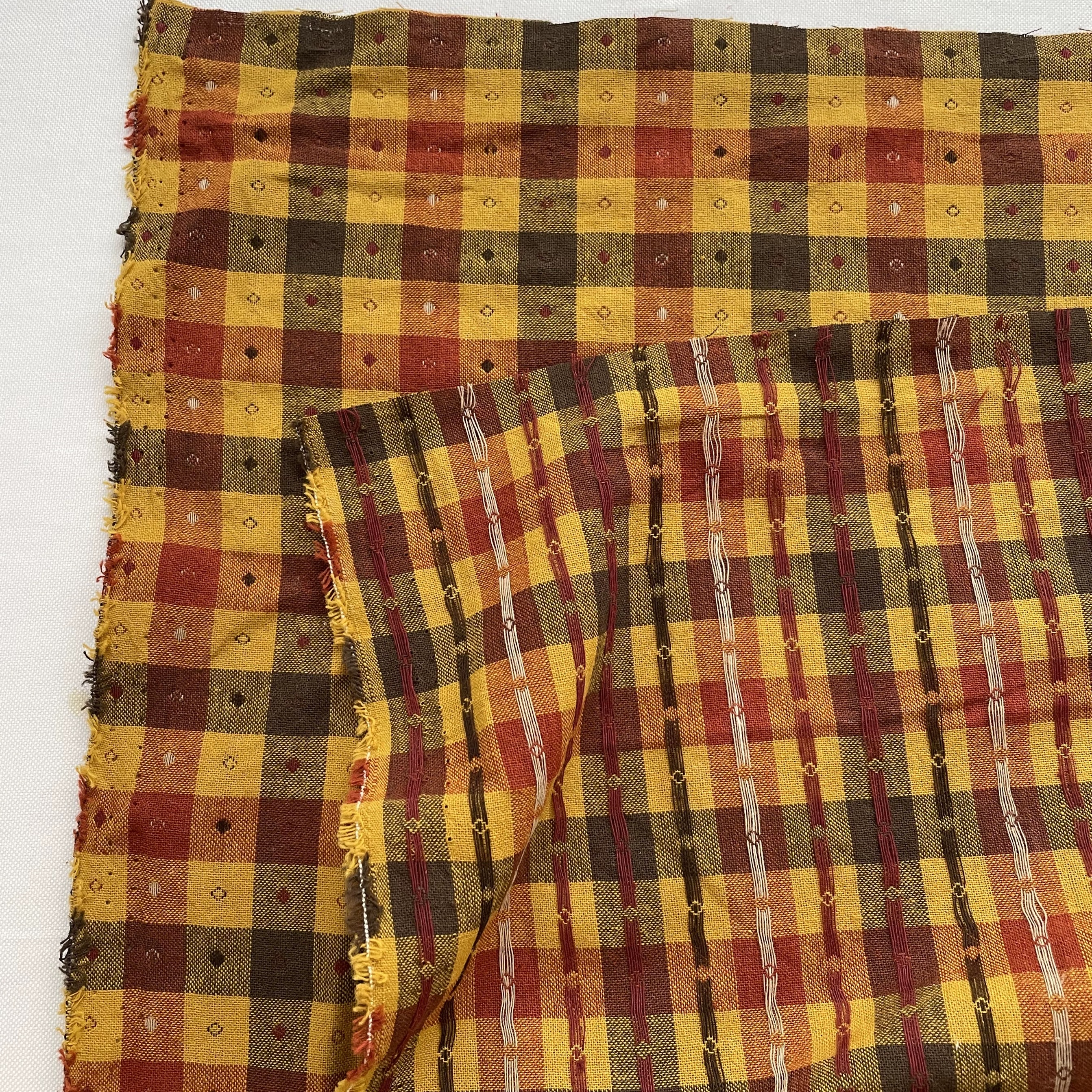 Retro forest-themed colored woven checkered polka dot pure cotton shirt dress fabric diy fabric details Picture