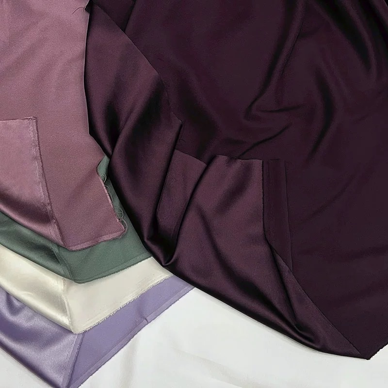 19-micron micro-elastic thin satin imported from Japan, high-end solid-color silk-like fabric for clothing, dresses, men's and women's shirts details Picture