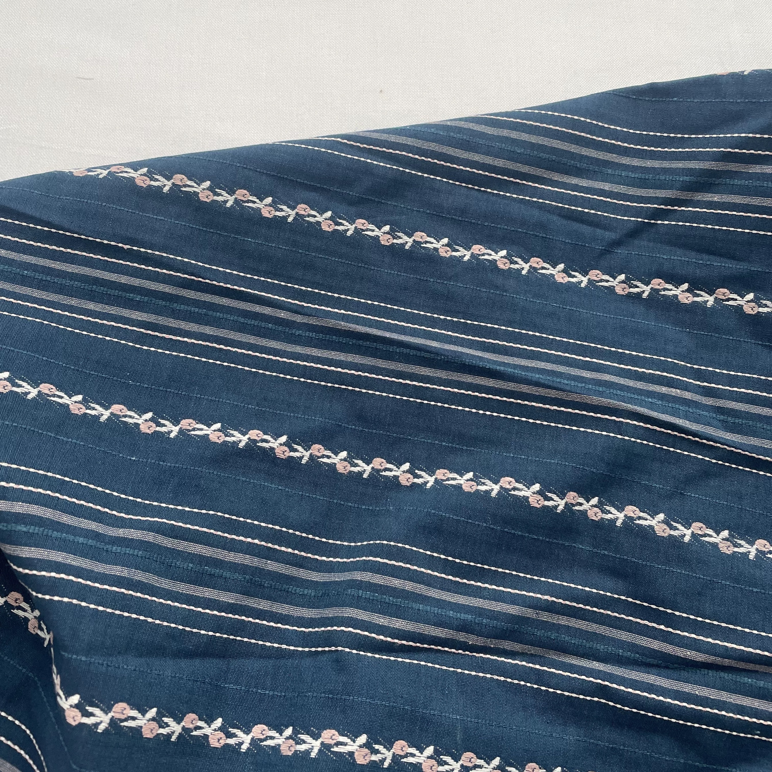 diy pure cotton shirt dress fabric with exquisite navy blue and pink woven stripes and small floral prints details Picture